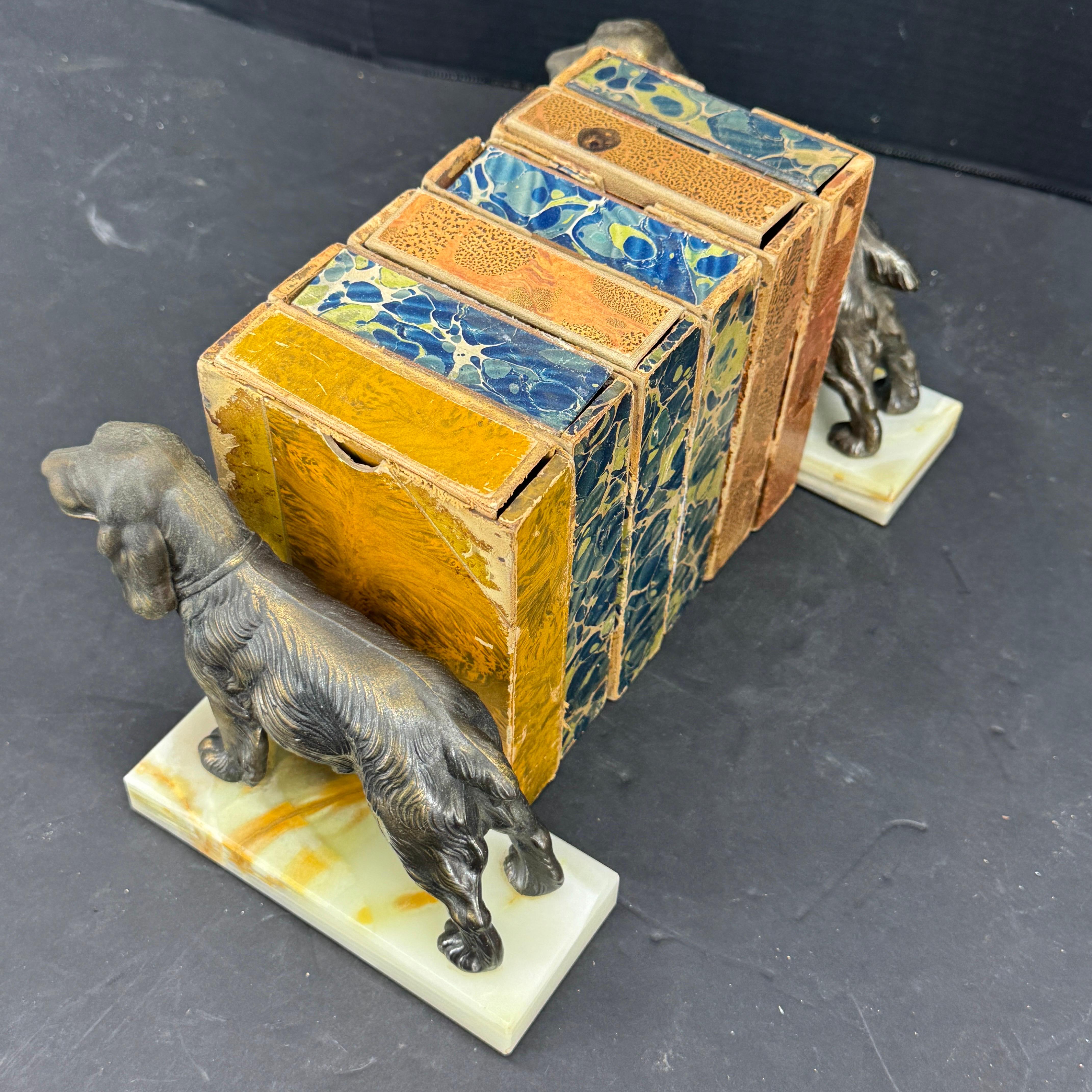Pair of Mid-Century Modern Dog Book Ends on Onyx Bases For Sale 7