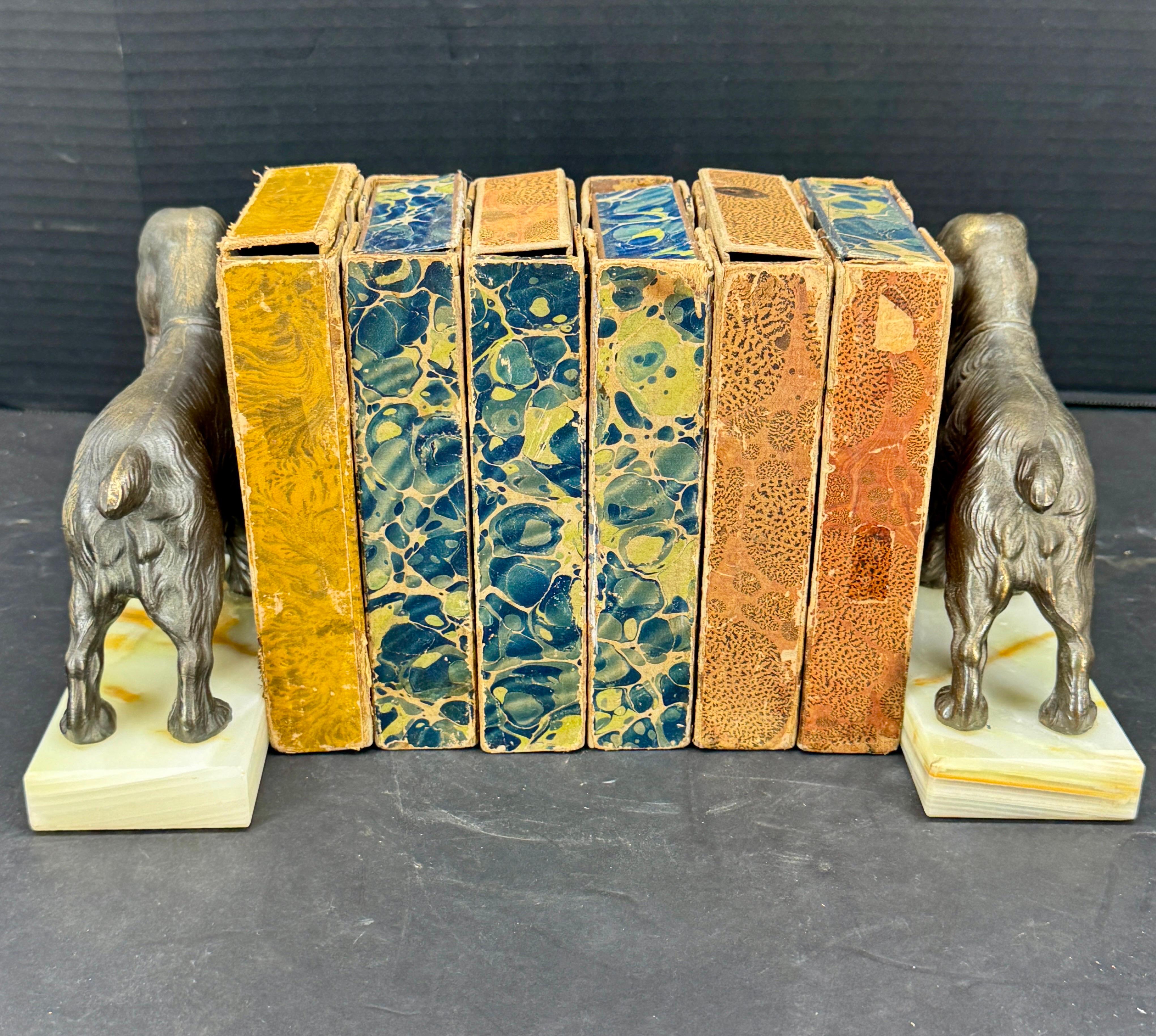 Pair of Mid-Century Modern Dog Book Ends on Onyx Bases For Sale 8