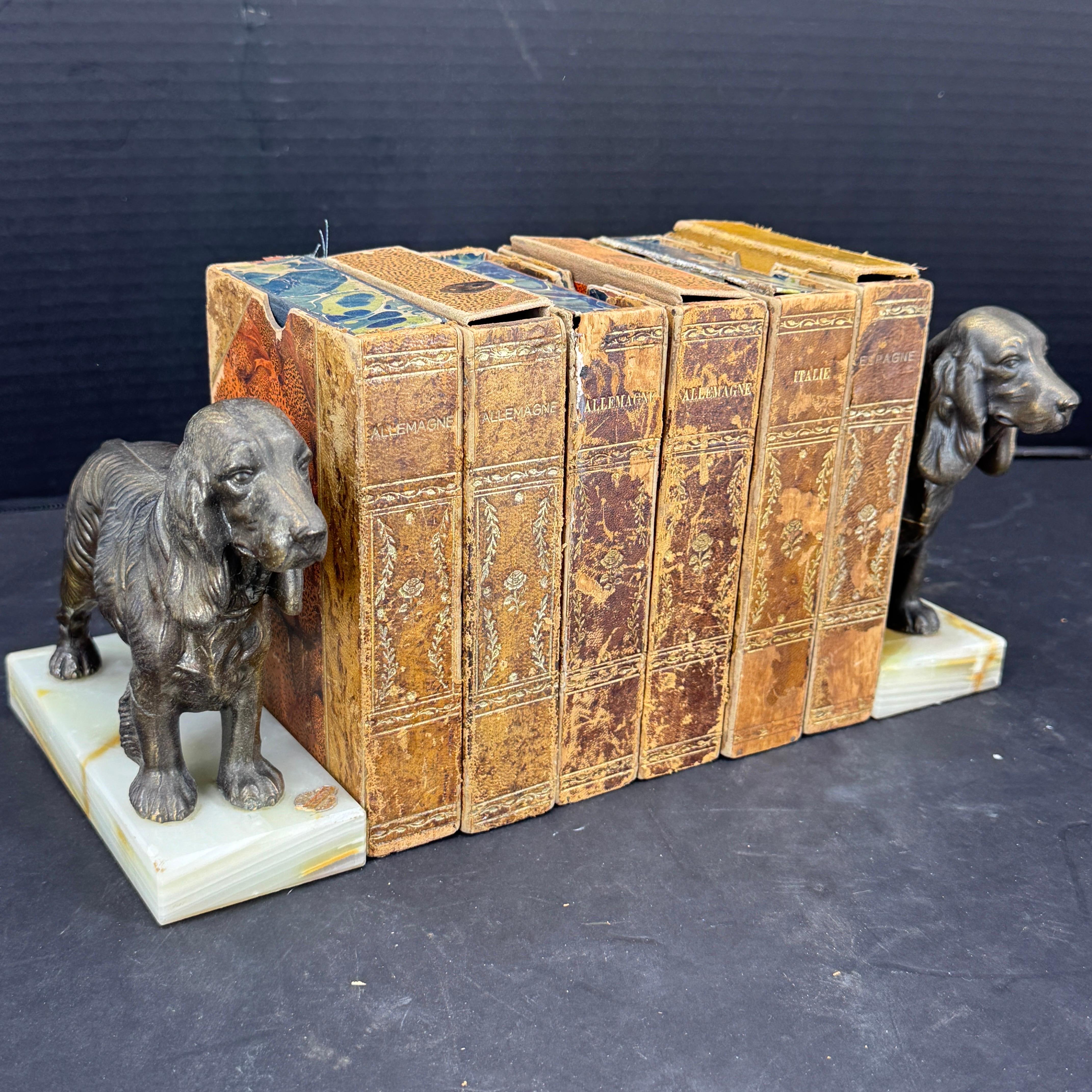 American Pair of Mid-Century Modern Dog Book Ends on Onyx Bases For Sale