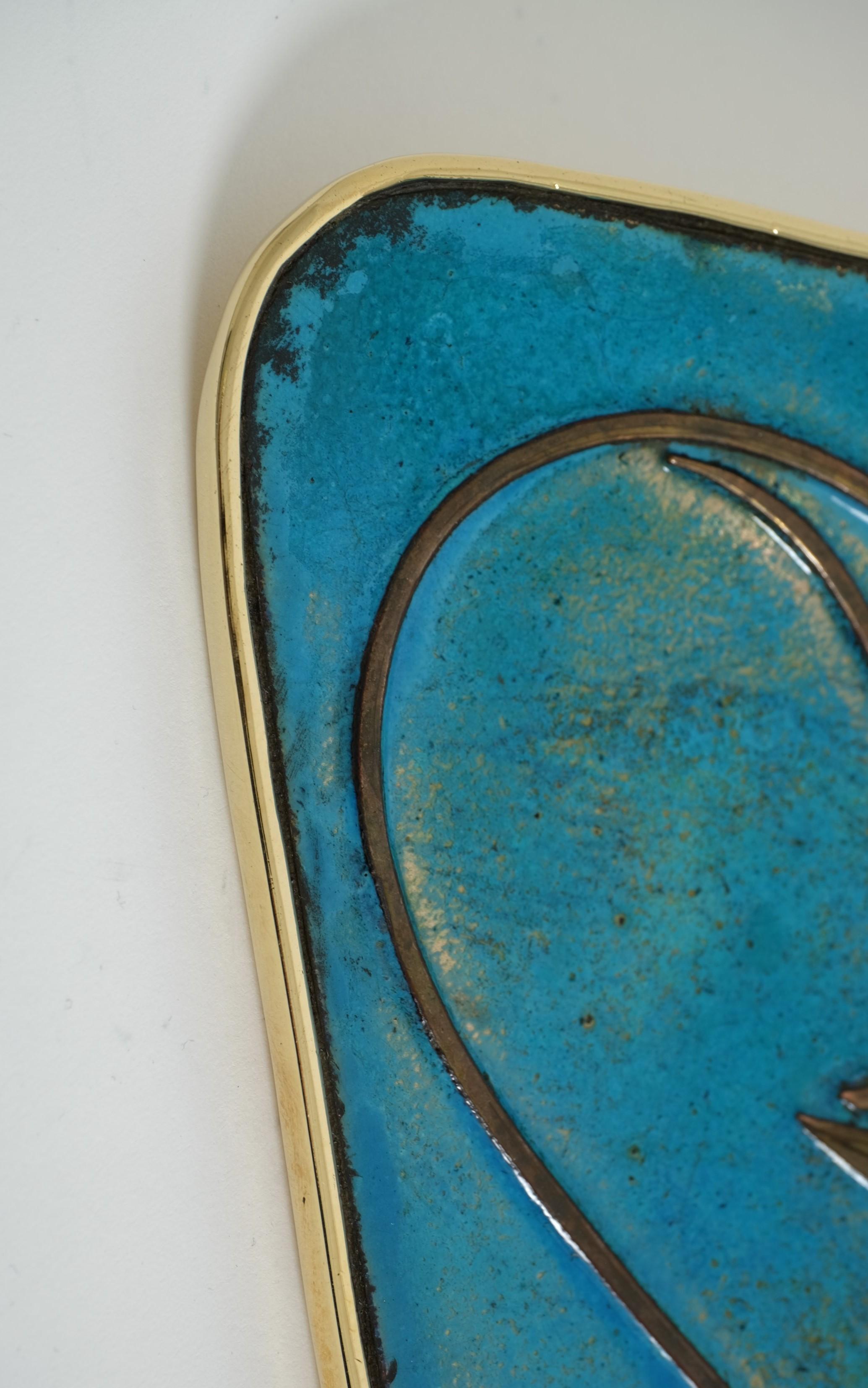 Ottone Eccezionale coppia di maniglie per porte in ottone smaltato della metà del secolo scorso Farmacia Snake in vendita