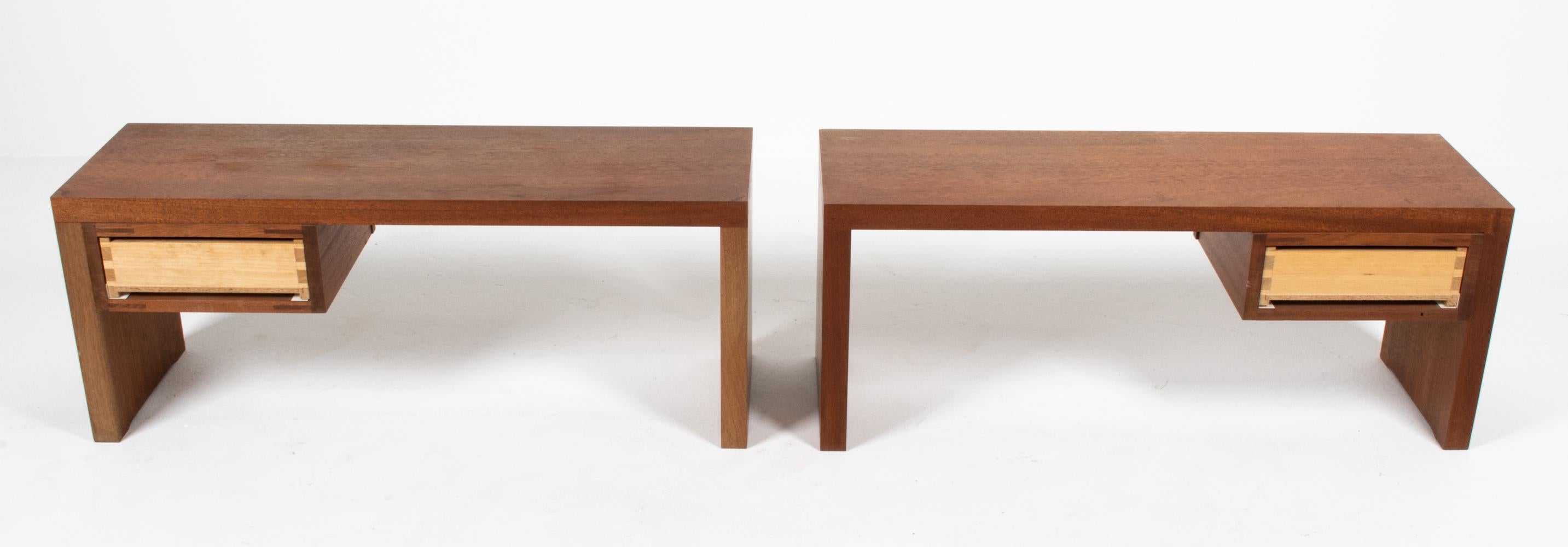 Pair of Mid-Century Modern Dovetailed Teak Nightstands or Benches For Sale 7
