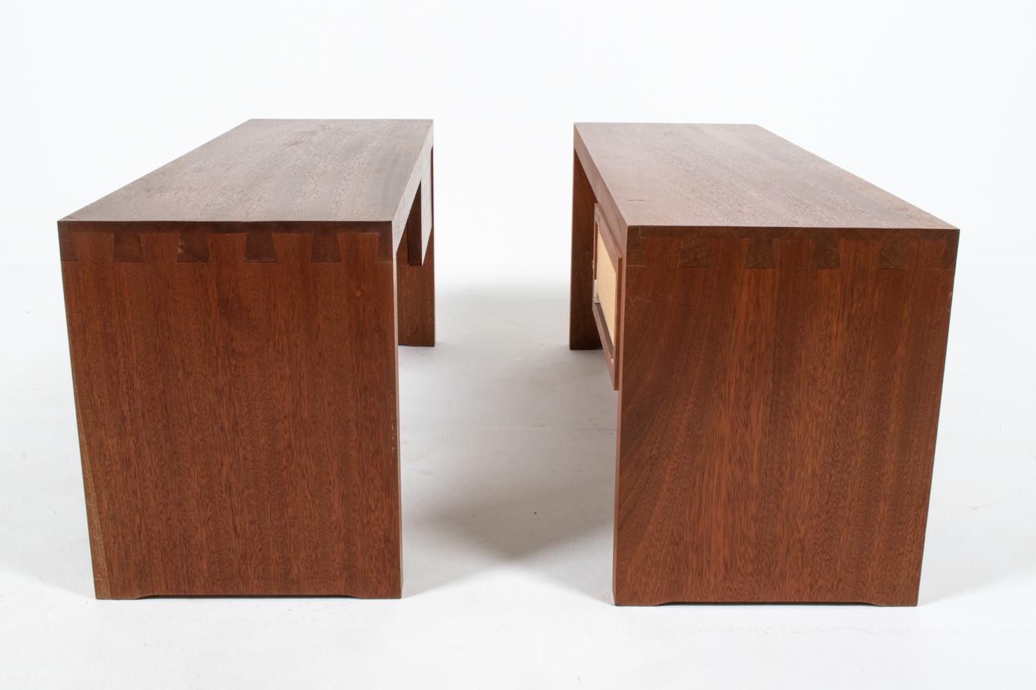 Pair of Mid-Century Modern Dovetailed Teak Nightstands or Benches For Sale 11