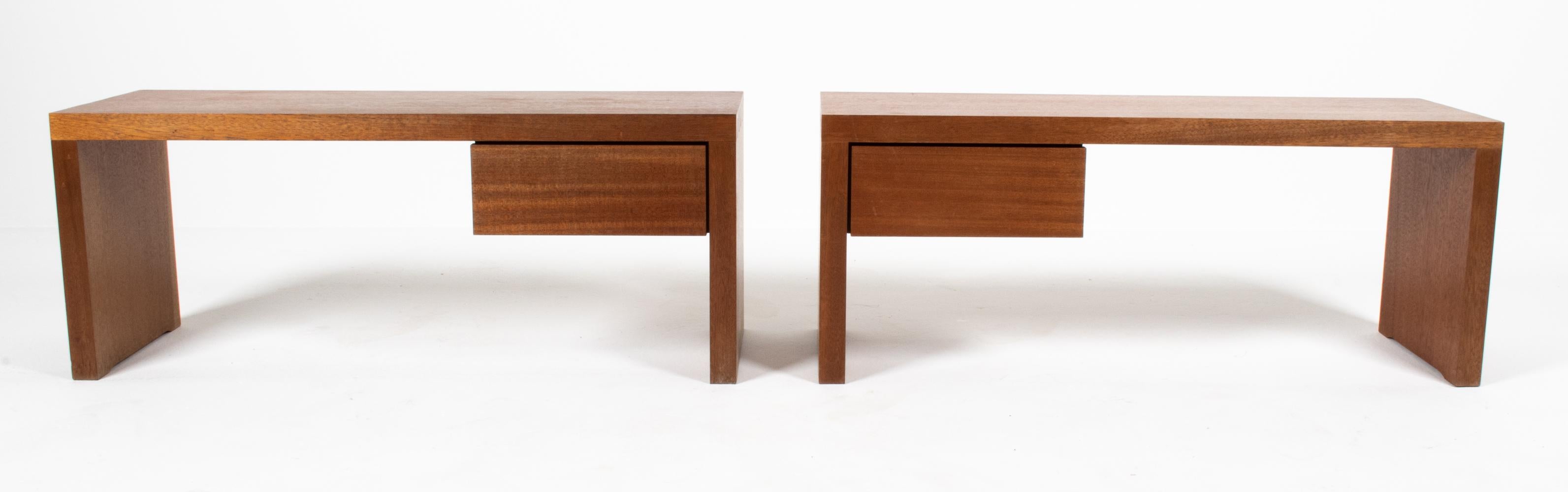 Pair of Mid-Century Modern Dovetailed Teak Nightstands or Benches In Good Condition For Sale In Norwalk, CT