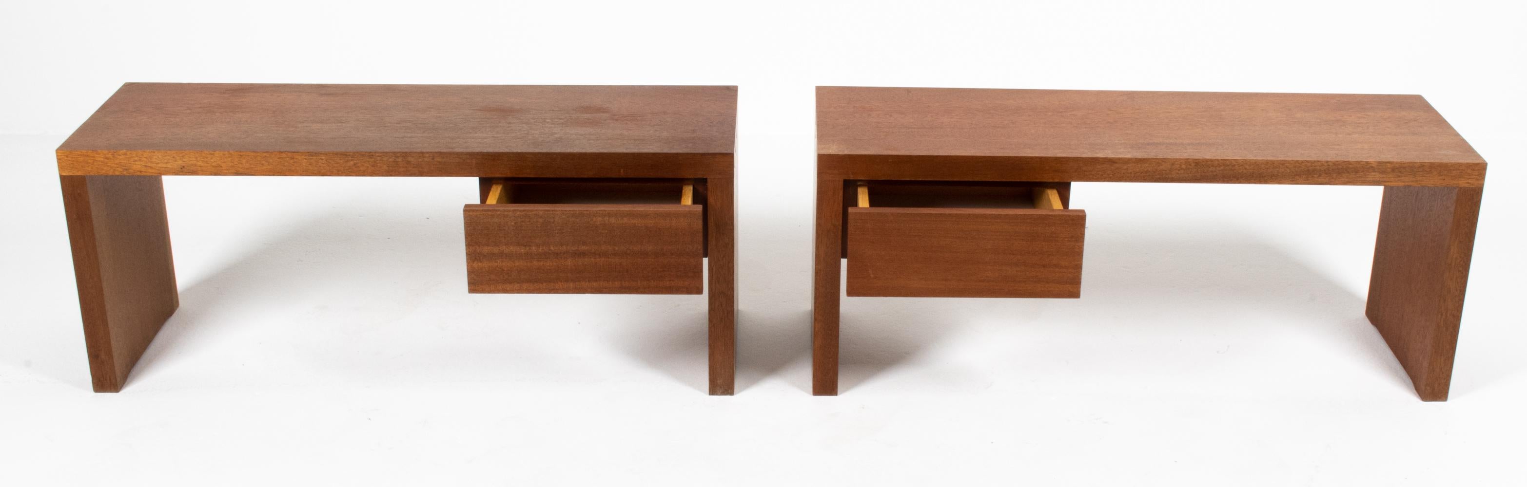 Pair of Mid-Century Modern Dovetailed Teak Nightstands or Benches For Sale 1