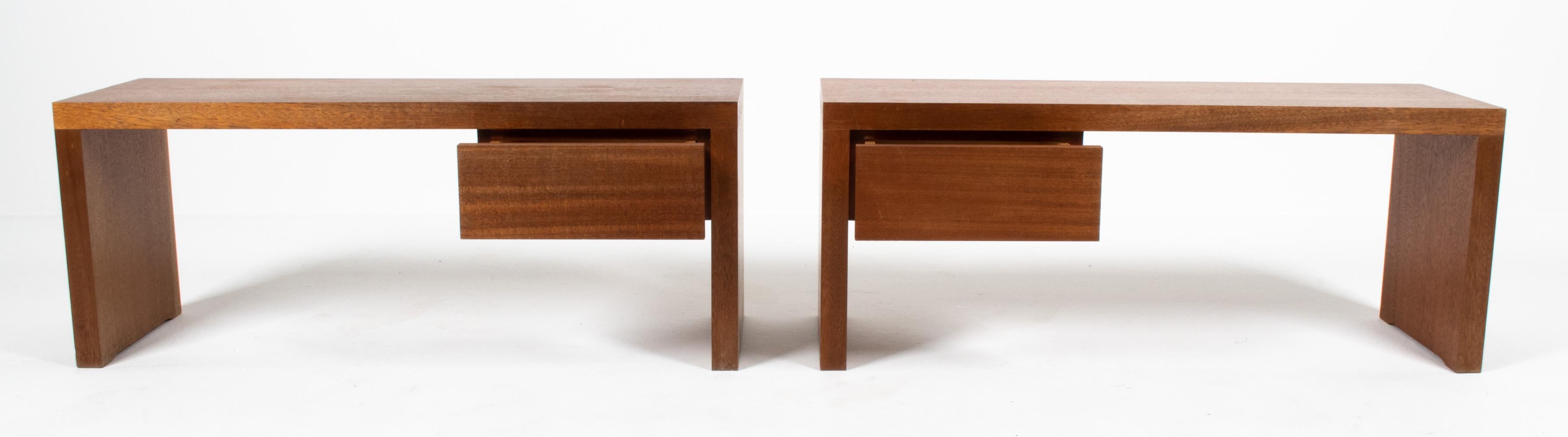 Pair of Mid-Century Modern Dovetailed Teak Nightstands or Benches For Sale 2