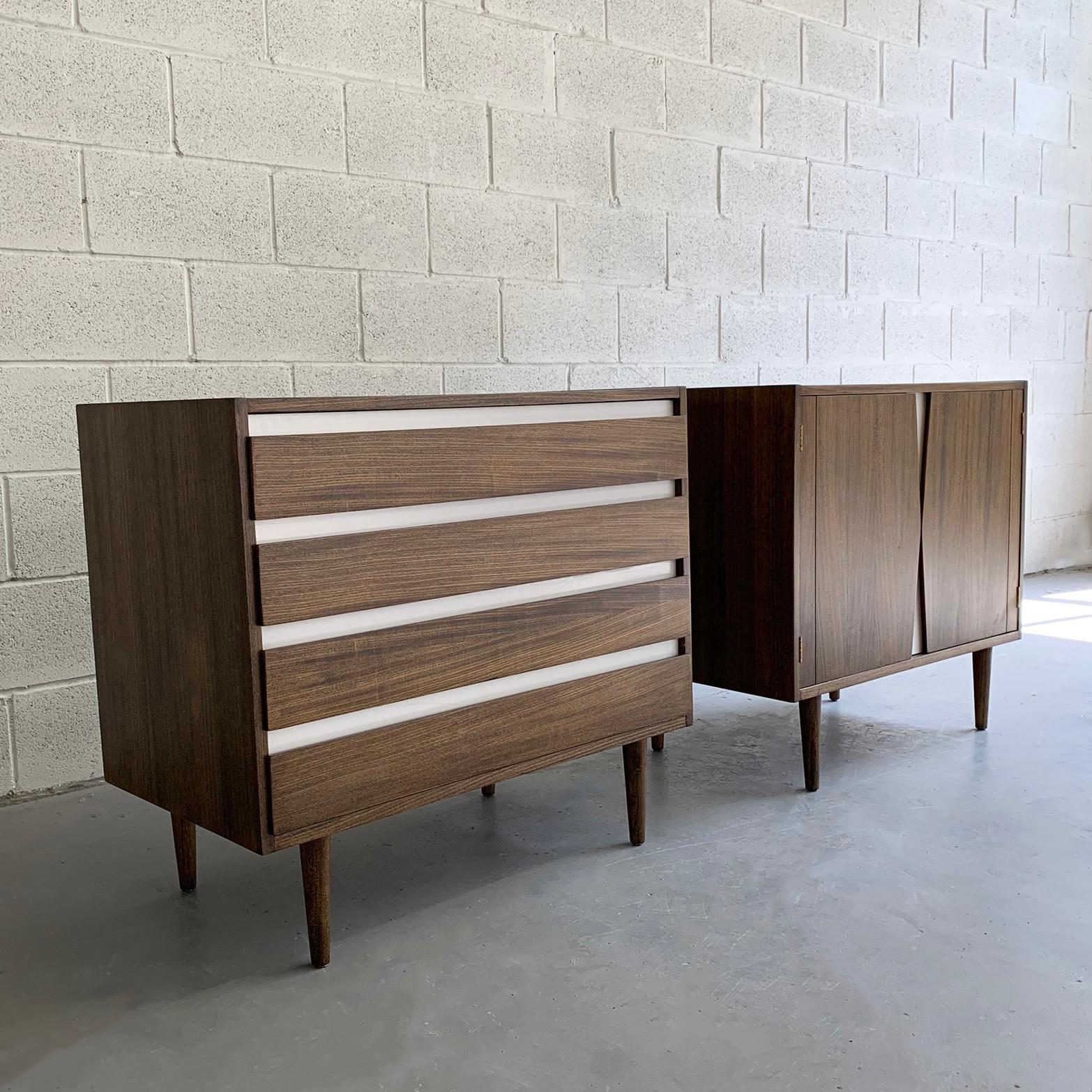 20th Century Pair of Mid-Century Modern Dresser Credenza Cabinets by American of Martinsville
