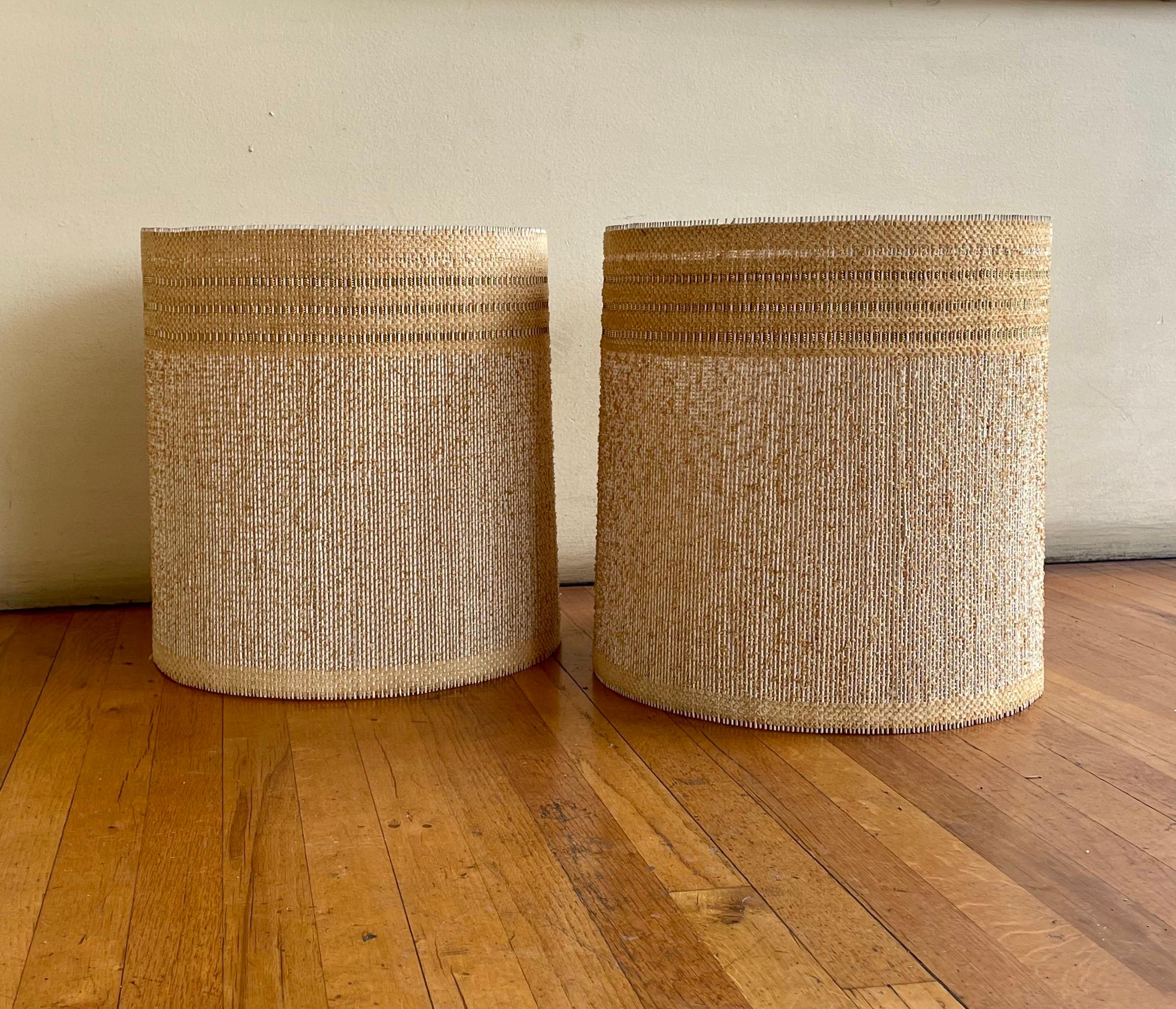 North American Pair of Mid-Century Modern Drum Cylinder Lamp Shades by Maria Kipp