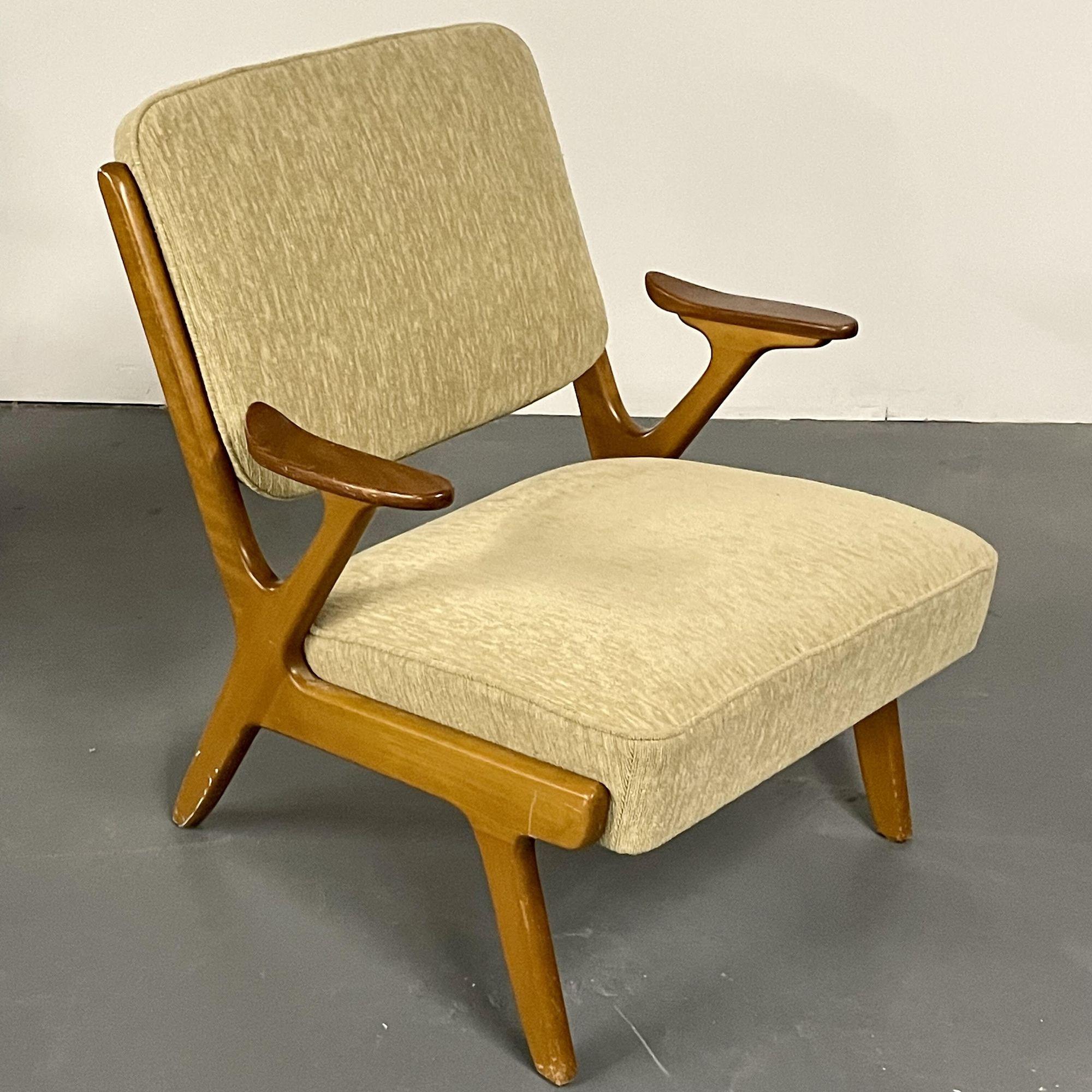 Swedish Svegards Makaryd, Mid-Century Modern, Accent Chairs, Fabric, Wood, Sweden, 1960s For Sale