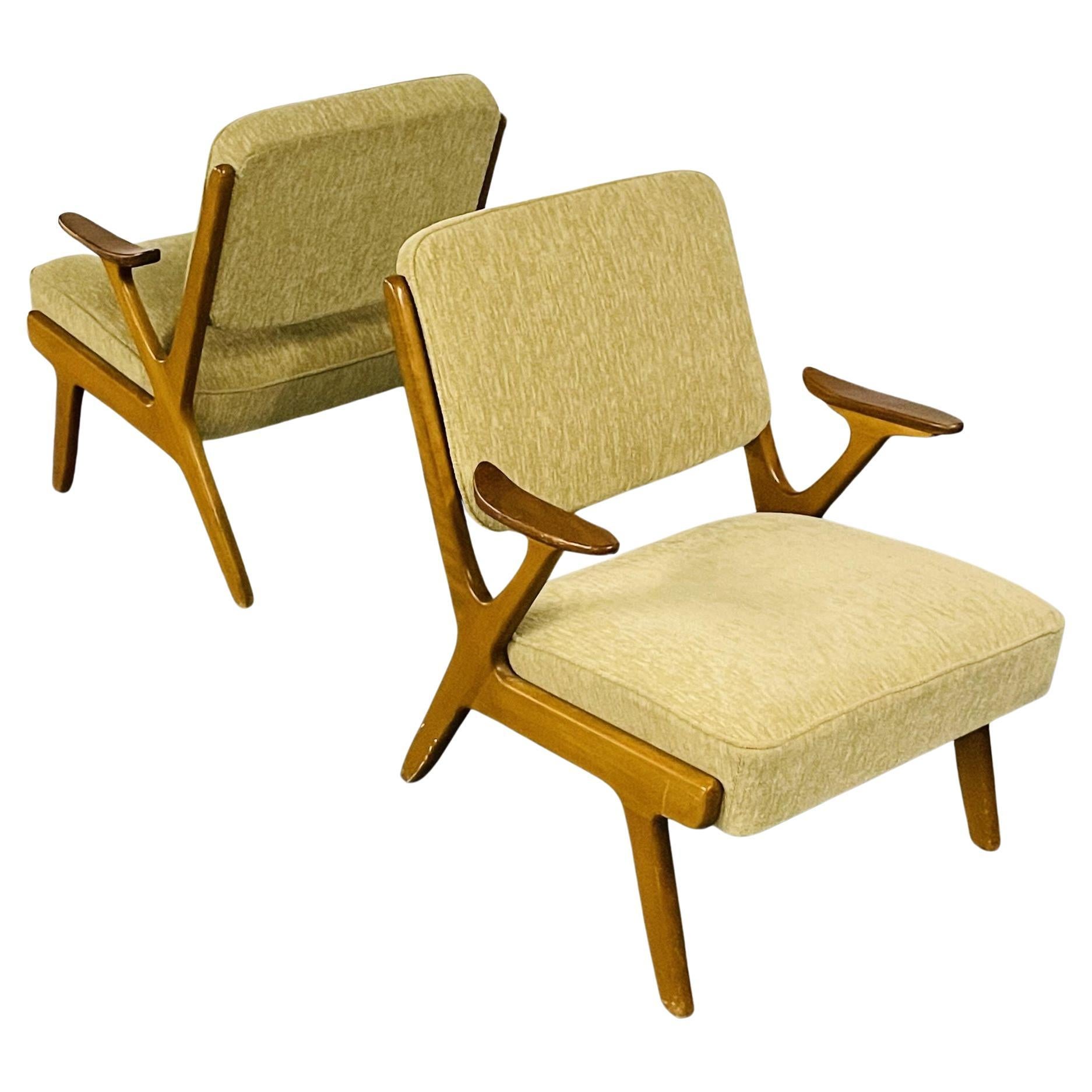 Svegards Makaryd, Mid-Century Modern, Accent Chairs, Fabric, Wood, Sweden, 1960s For Sale