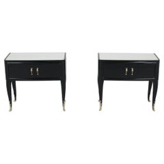 Pair of Mid-Century Ebonized Side Tables Pair of Mid-Century Ebonized Side Tables