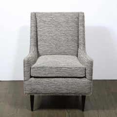 Pair of Mid Century Modern Ebonized Walnut Lounge Chairs in Holly Hunt Fabric