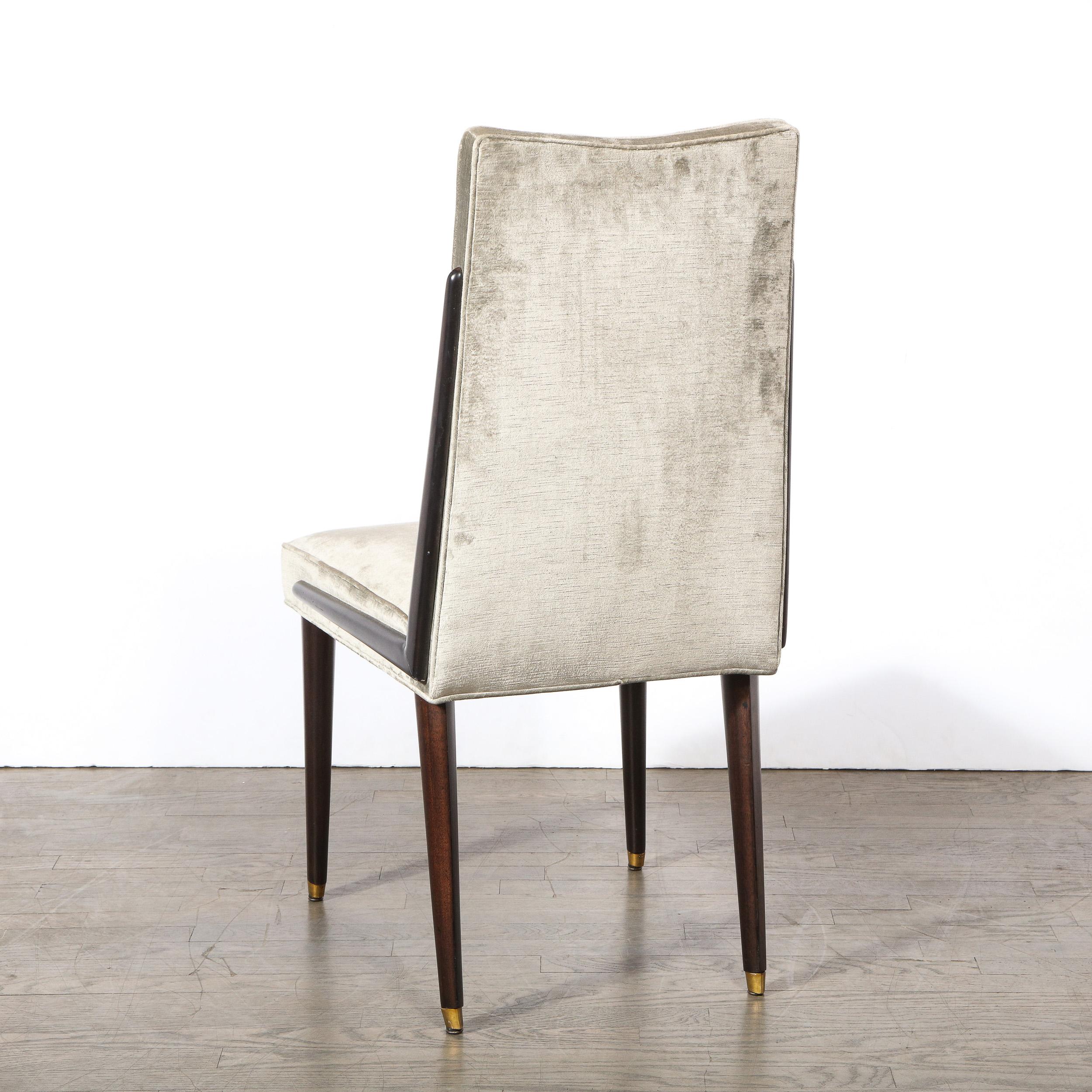 Pair of Mid-Century Modern Ebonized Walnut & Platinum Velvet Side Chairs 3