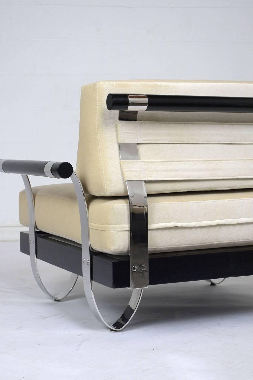 Pair of Mid-Century Modern Ebonized Wood and Chrome Lounge Chairs 7