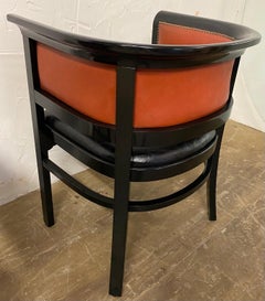 Pair of Mid-Century Modern Ebony Black Lacquered Arm Chairs