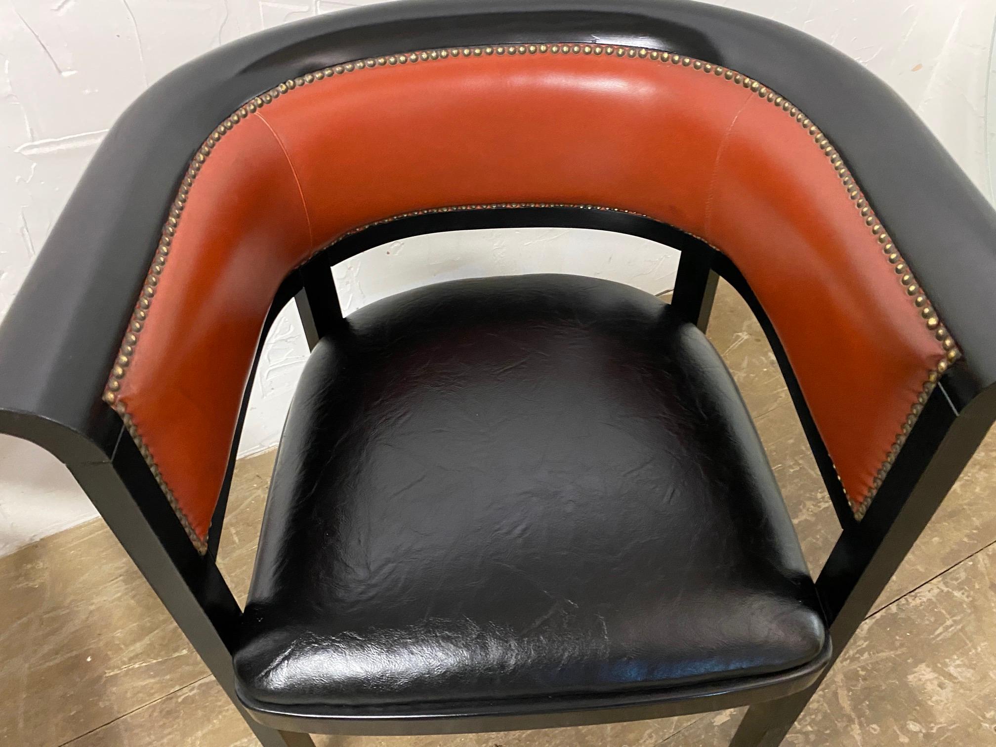 20th Century Pair of Mid-Century Modern Ebony Black Lacquered Arm Chairs For Sale