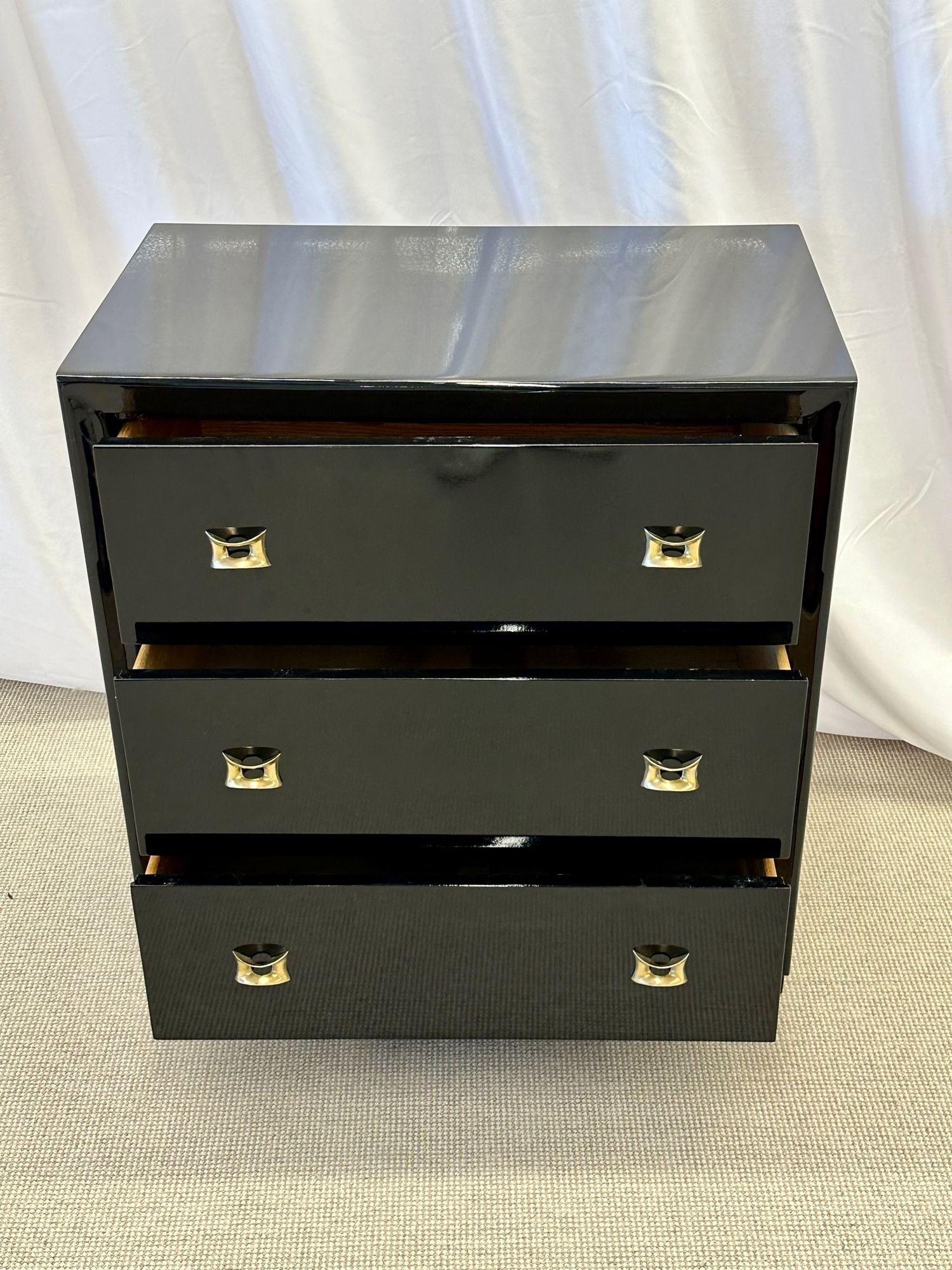 Pair of Mid-Century Modern Ebony Cabinets / Nightstands, Chests, Lacquer 7