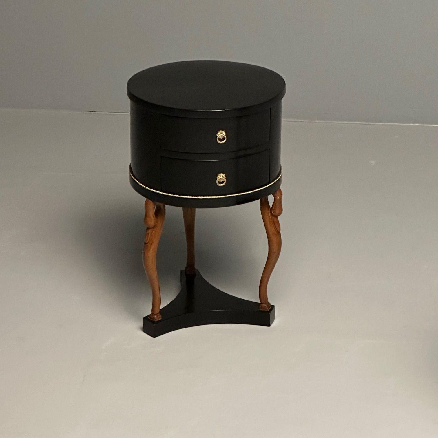 Empire Style, Mid-Century Modern, Side, End Tables, Mahogany, Swan Motif, Italy 8