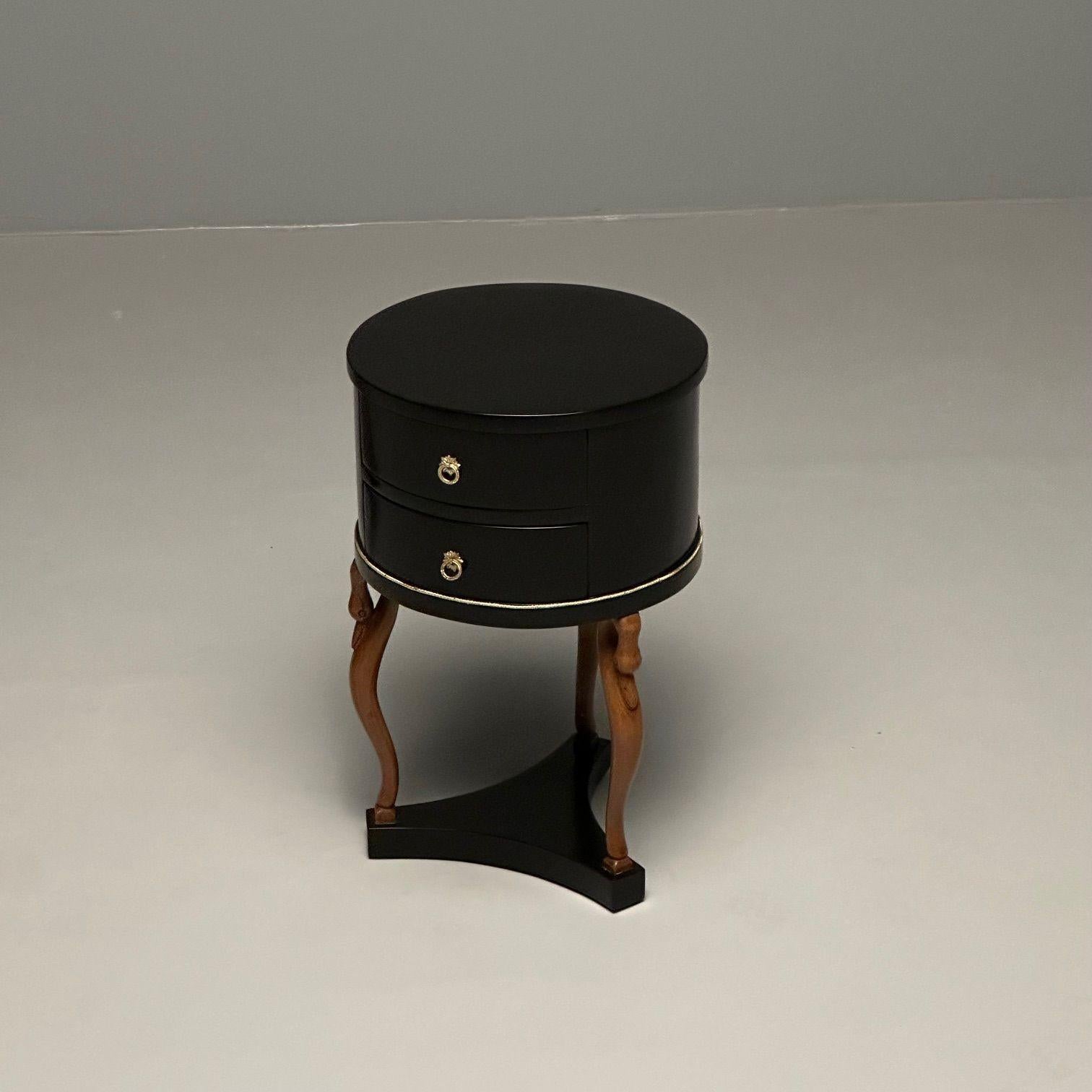 Empire Style, Mid-Century Modern, Side, End Tables, Mahogany, Swan Motif, Italy 9