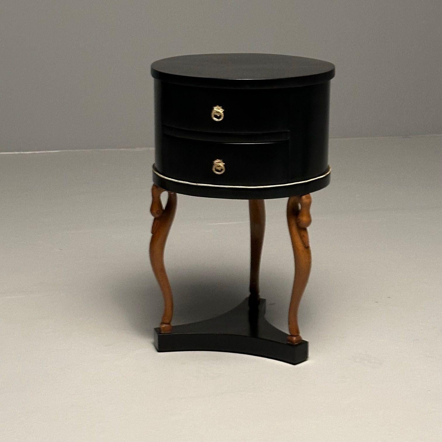 Empire Style, Mid-Century Modern, Side, End Tables, Mahogany, Swan Motif, Italy For Sale 12