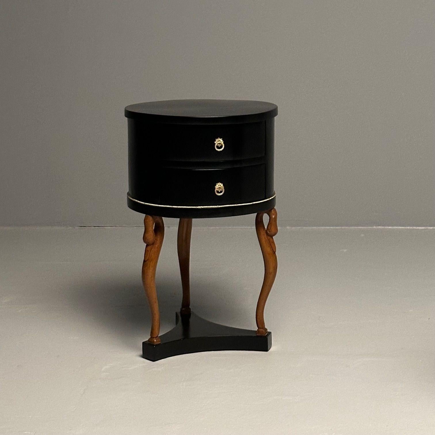 Empire Style, Mid-Century Modern, Side, End Tables, Mahogany, Swan Motif, Italy For Sale 13