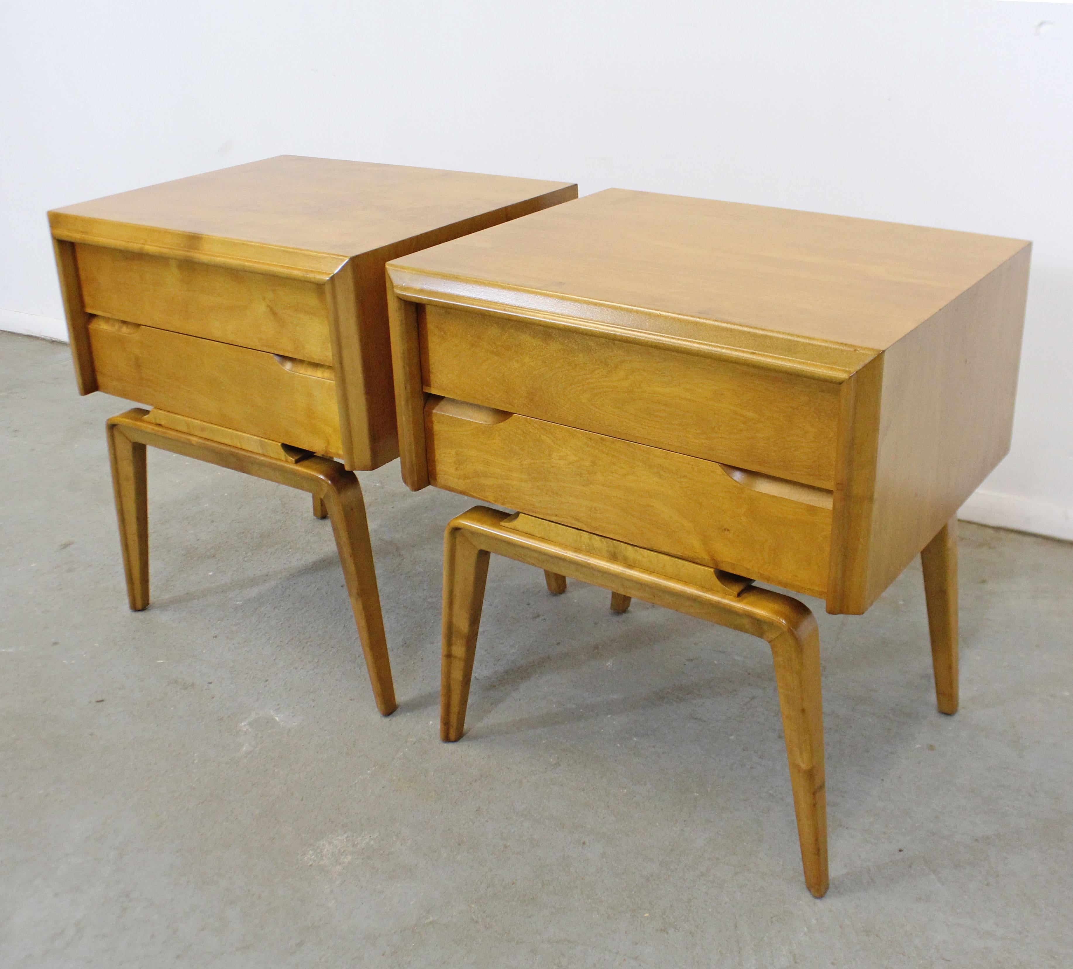American Pair of Mid-Century Modern Edmond J. Spence Sculpted Birch Nightstands