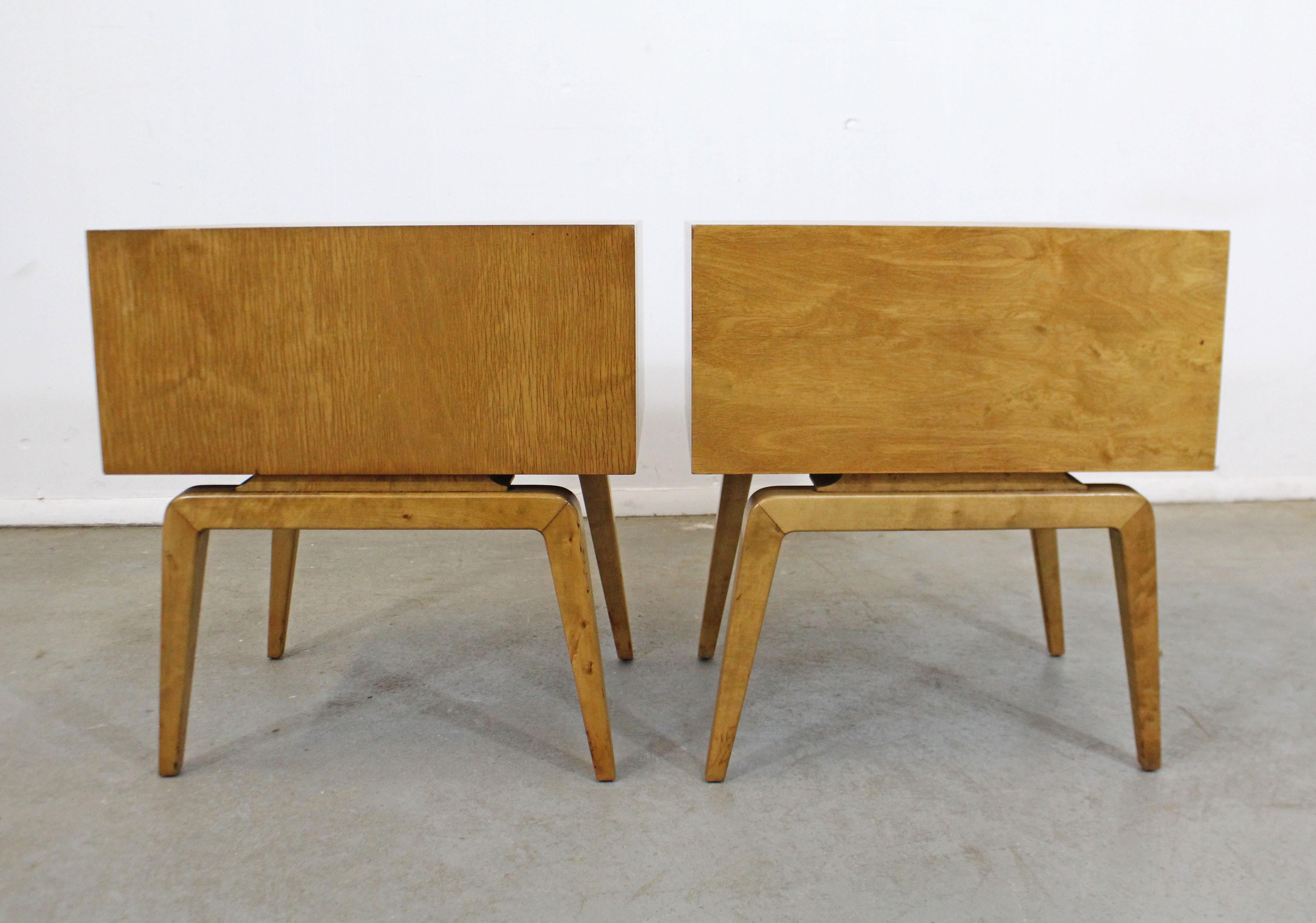 Pair of Mid-Century Modern Edmond J. Spence Sculpted Birch Nightstands 2