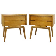 Pair of Mid-Century Modern Edmond J. Spence Sculpted Birch Nightstands