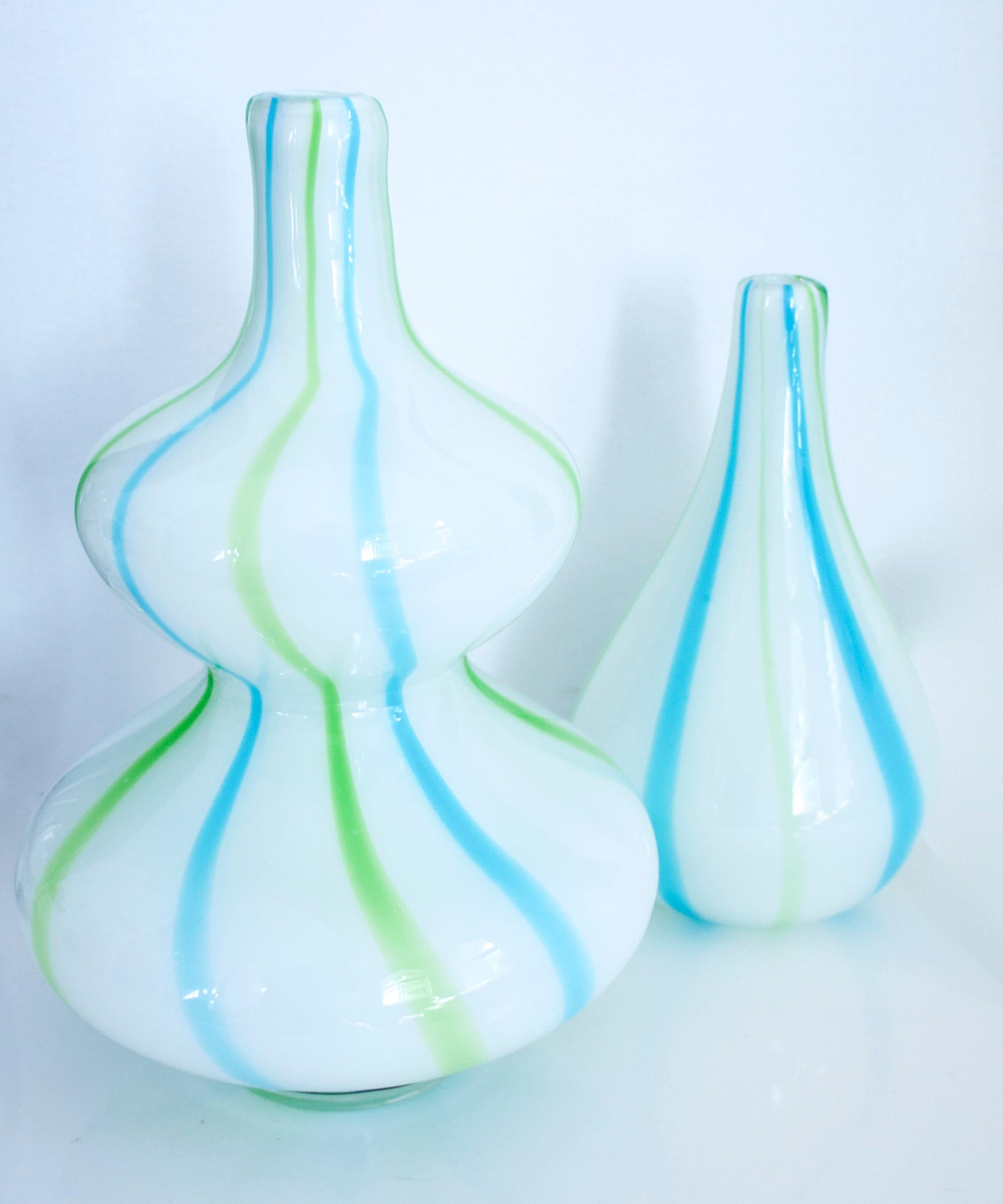 Blown Glass Space Age Mid-Century Modern Empoli Cased Glass Vases  