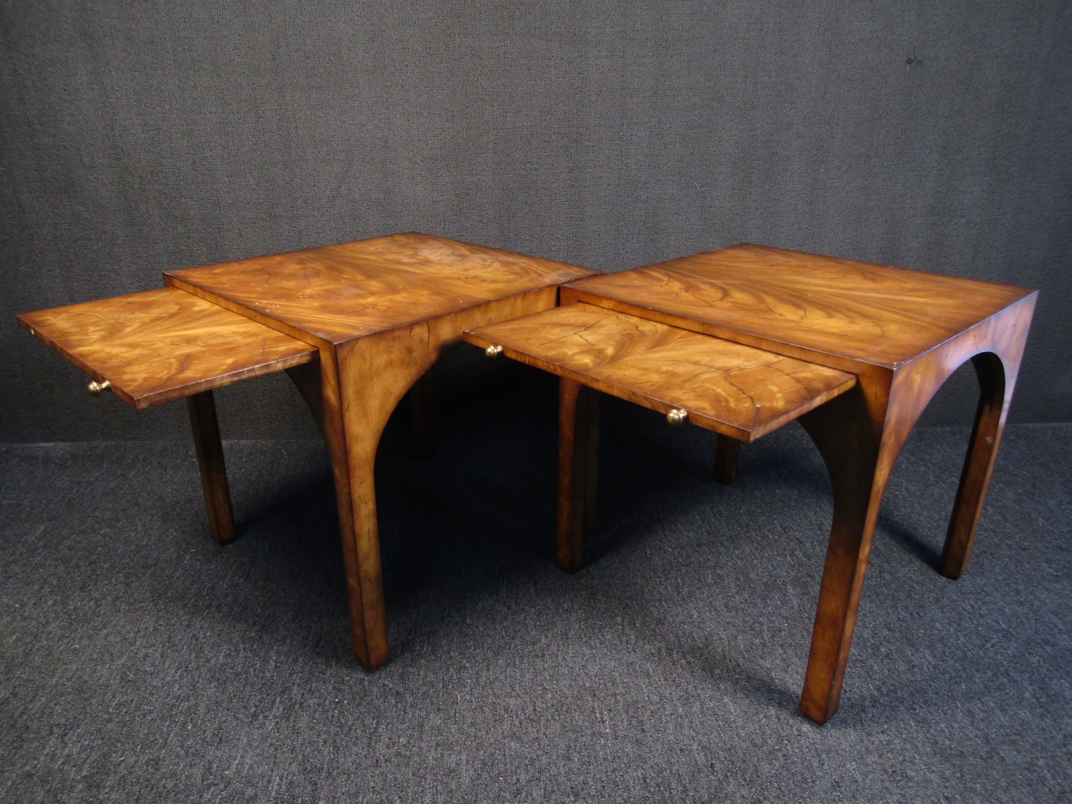 Wood Pair of Mid-Century Modern End Tables by Baker Furniture Co. For Sale