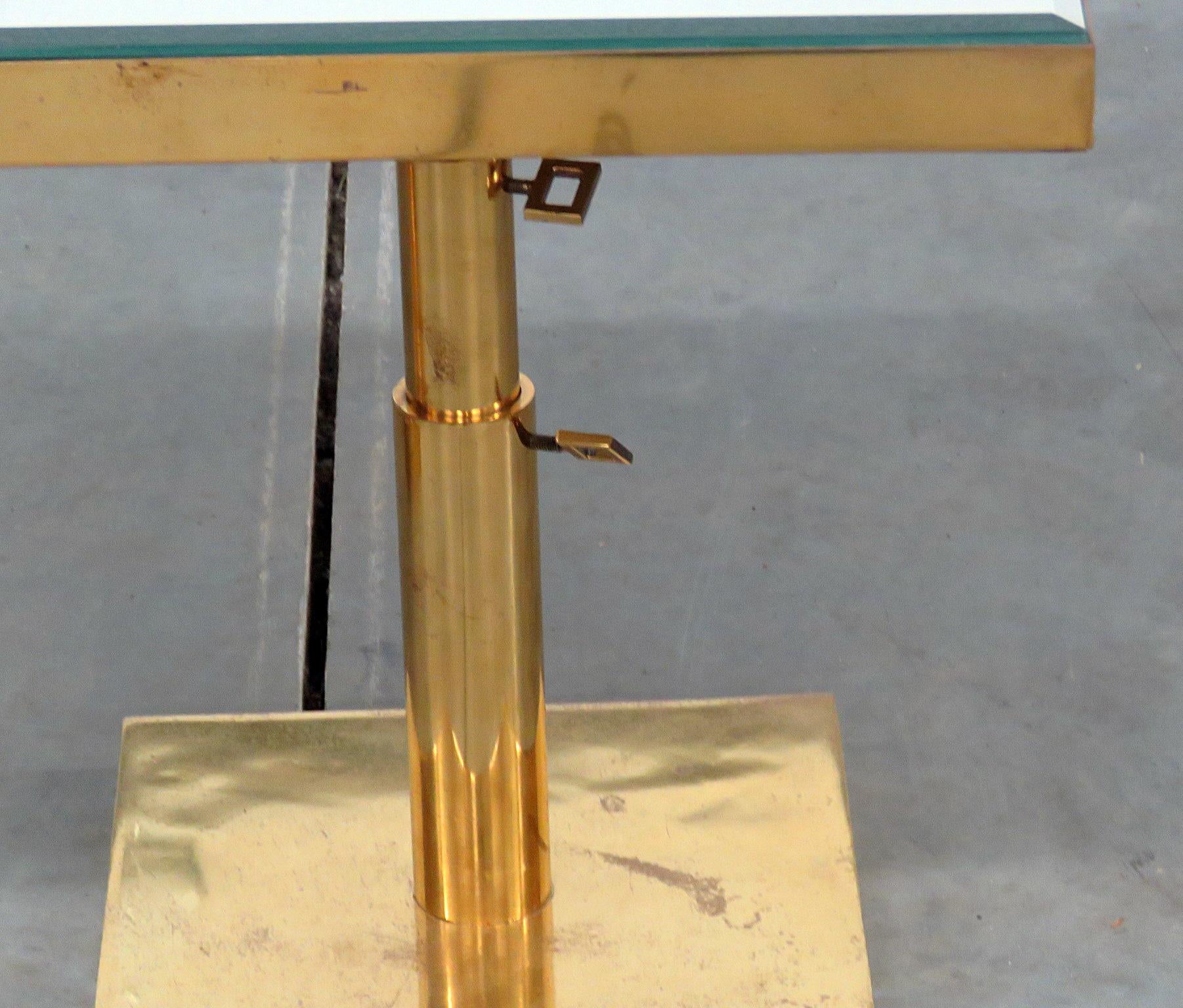 20th Century Pair of Adjustable Brass with beveled mirror tops Mid-Century Modern End Tables