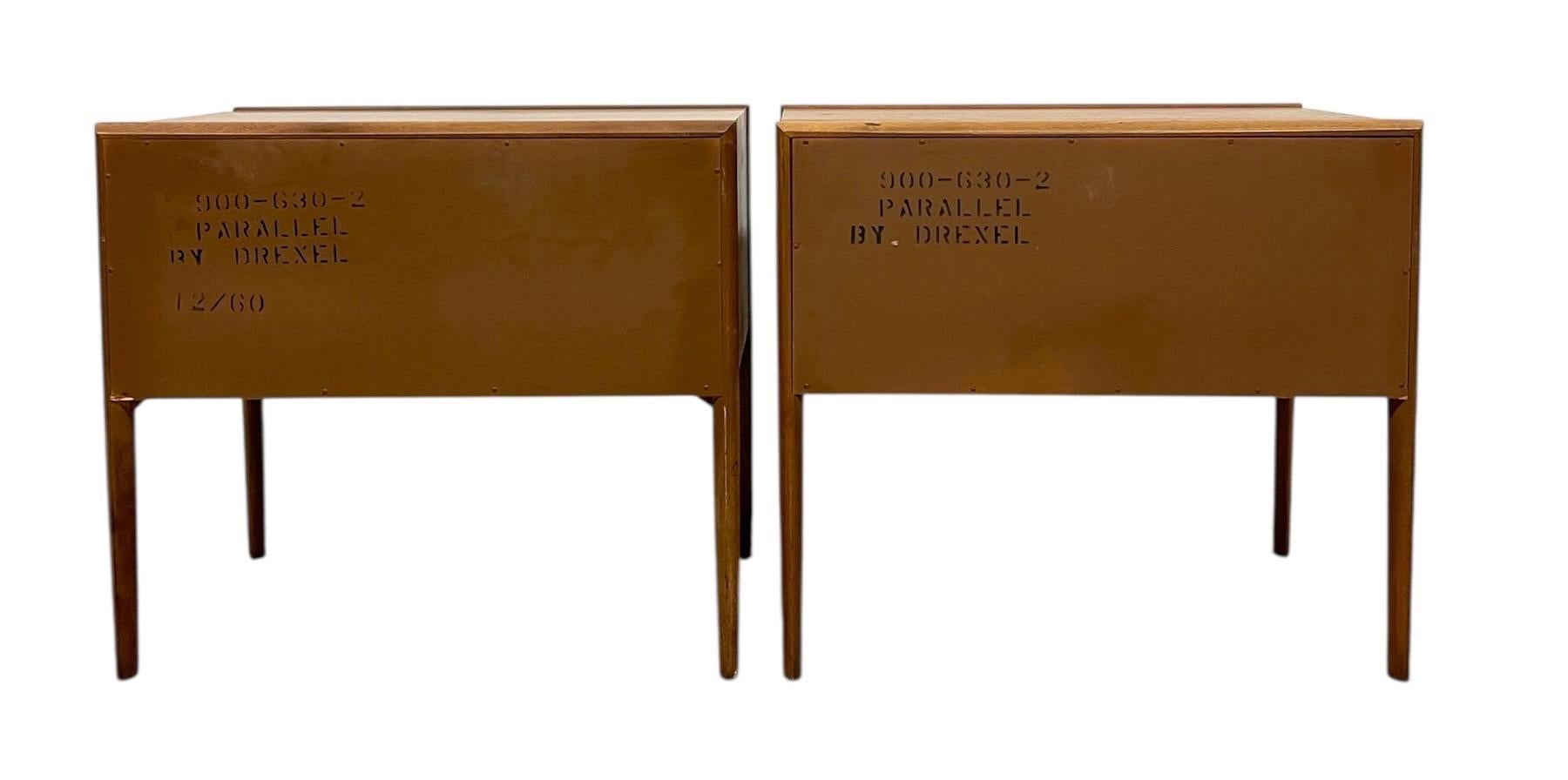 Pair of Mid-Century Modern End Tables from Drexel Parallel Collection For Sale 4
