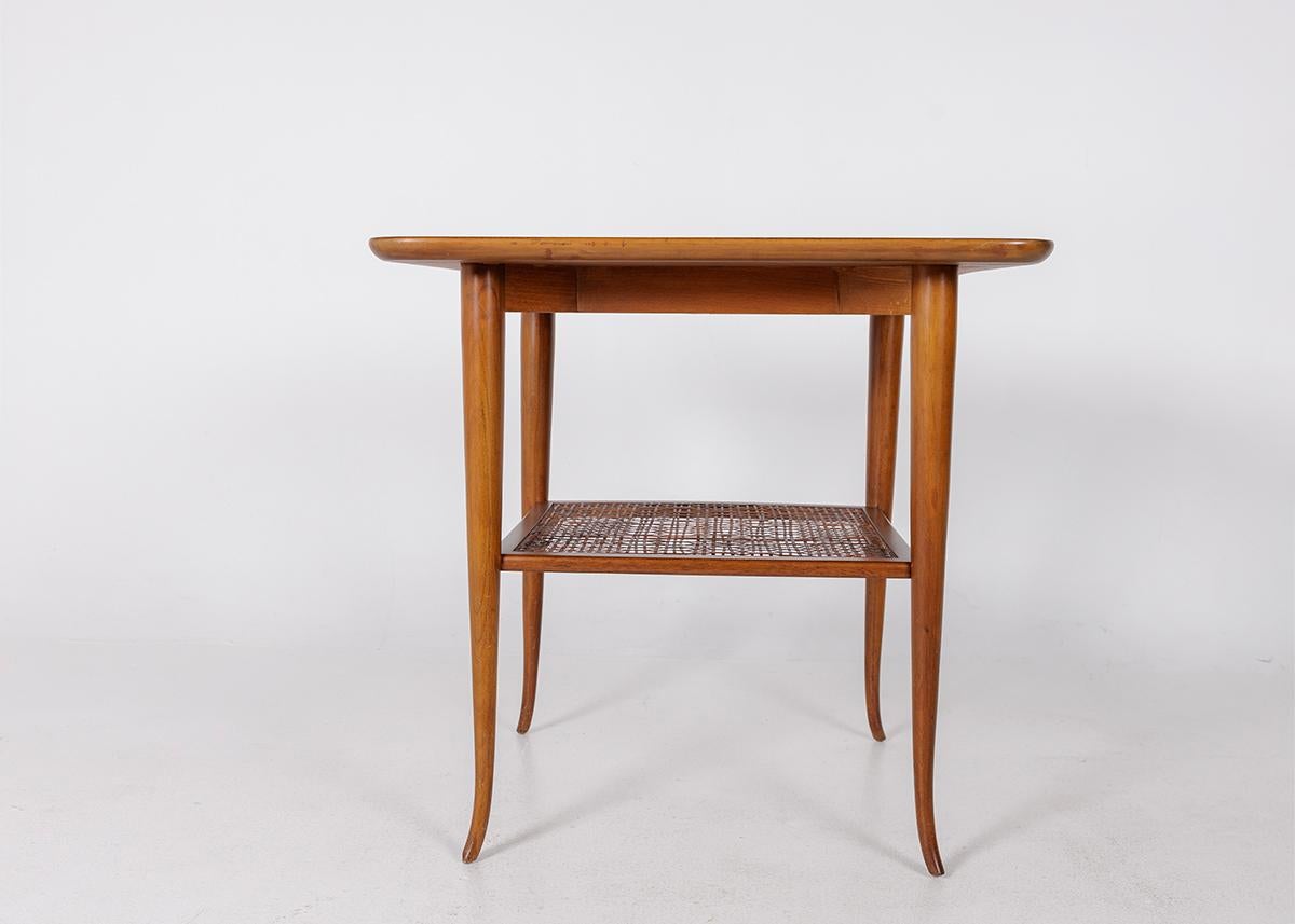 Canne Paire de tables d'appoint en noyer de style The Moderns, années 1950, Gibbings en vente