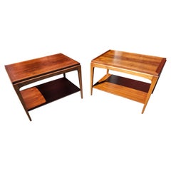 Pair of Mid-Century Modern End Tables with Black Walnut by Lane