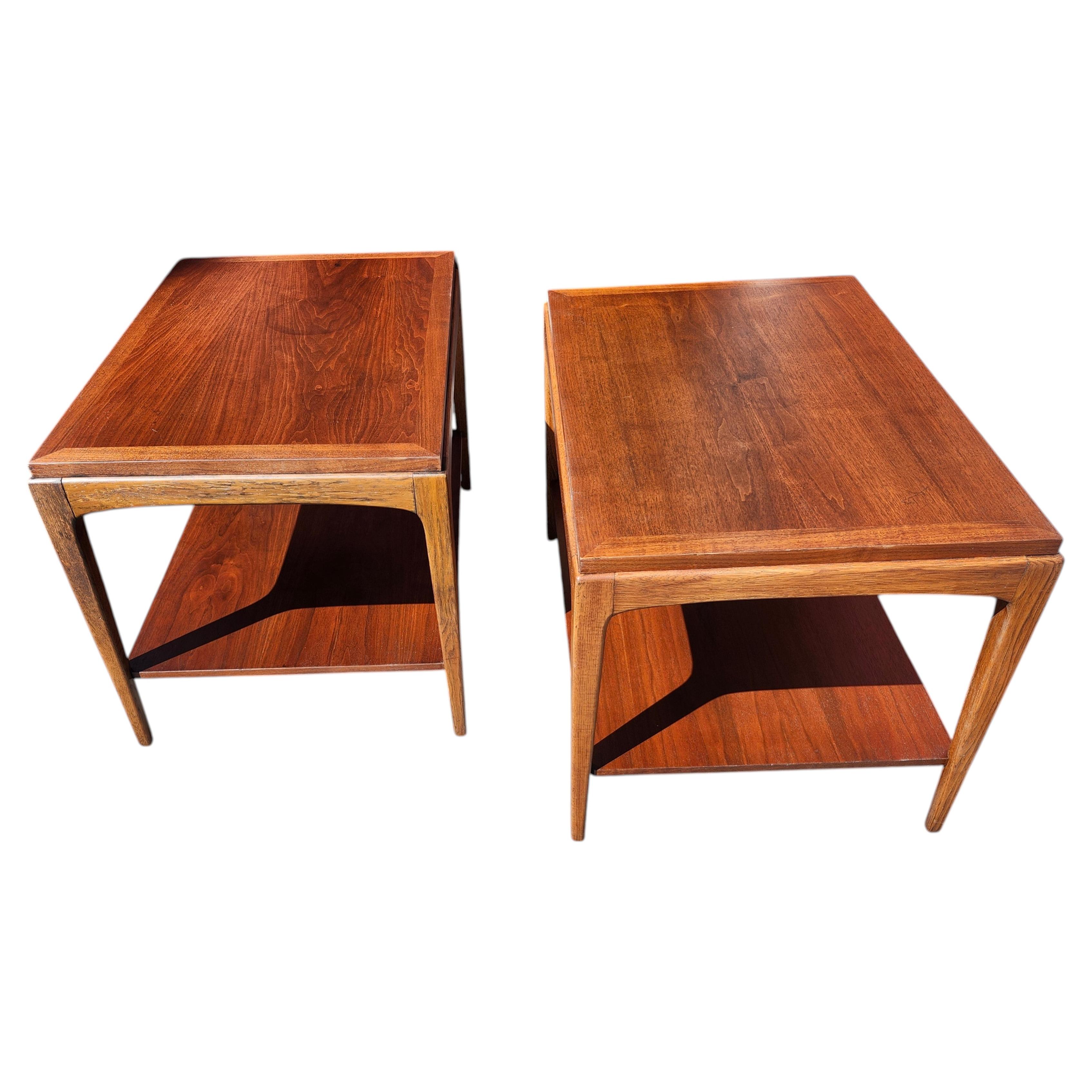 Pair of Mid-Century Modern End Tables with Black Walnut by Lane