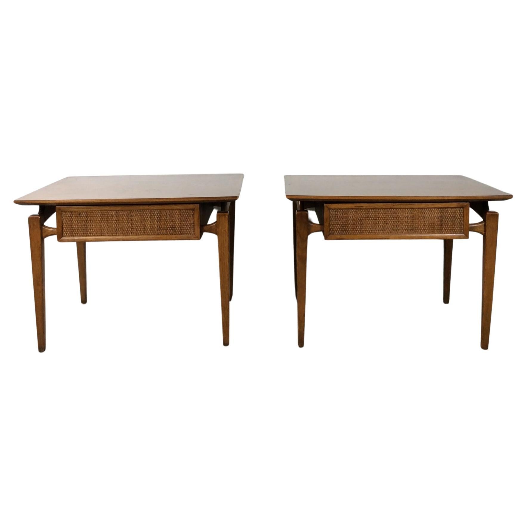 Pair of Mid Century Modern End Tables with Single Drawer by Lane Furniture
