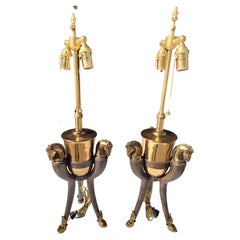 Pair of Mid-Century Modern Figural Table Lamps Horse Heads by Maitland Smith