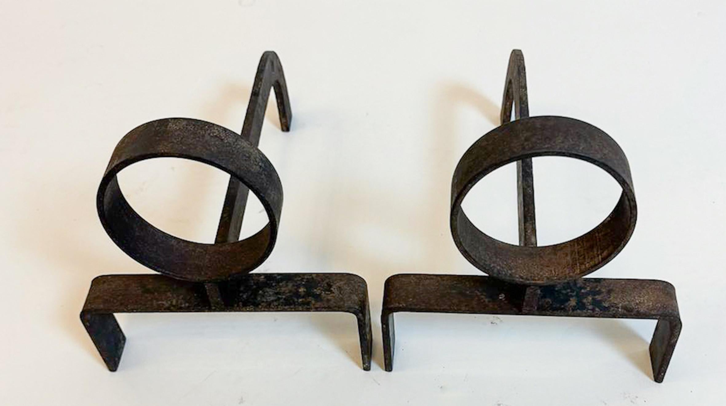 Iron Pair of Mid-Century Modern Firedogs, Italy, 1950s For Sale
