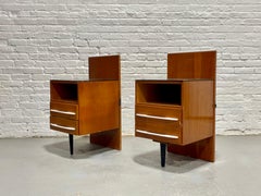 Pair of Mid Century Modern Floating Nightstands + Black Glass Tops, c. 1950s