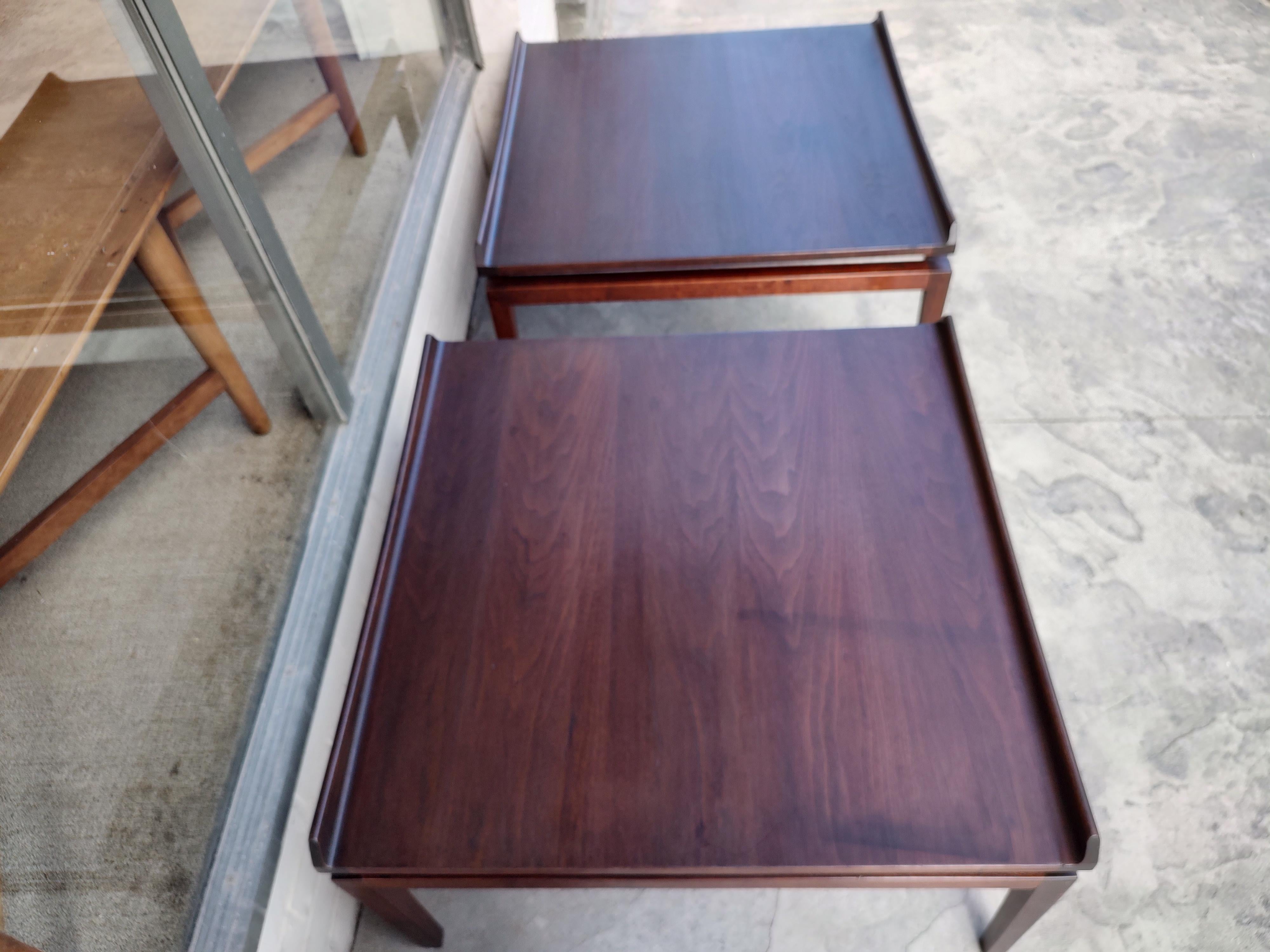 Pair of Mid Century Modern Floating Top End / Cocktail Tables by Jens Risom For Sale 2