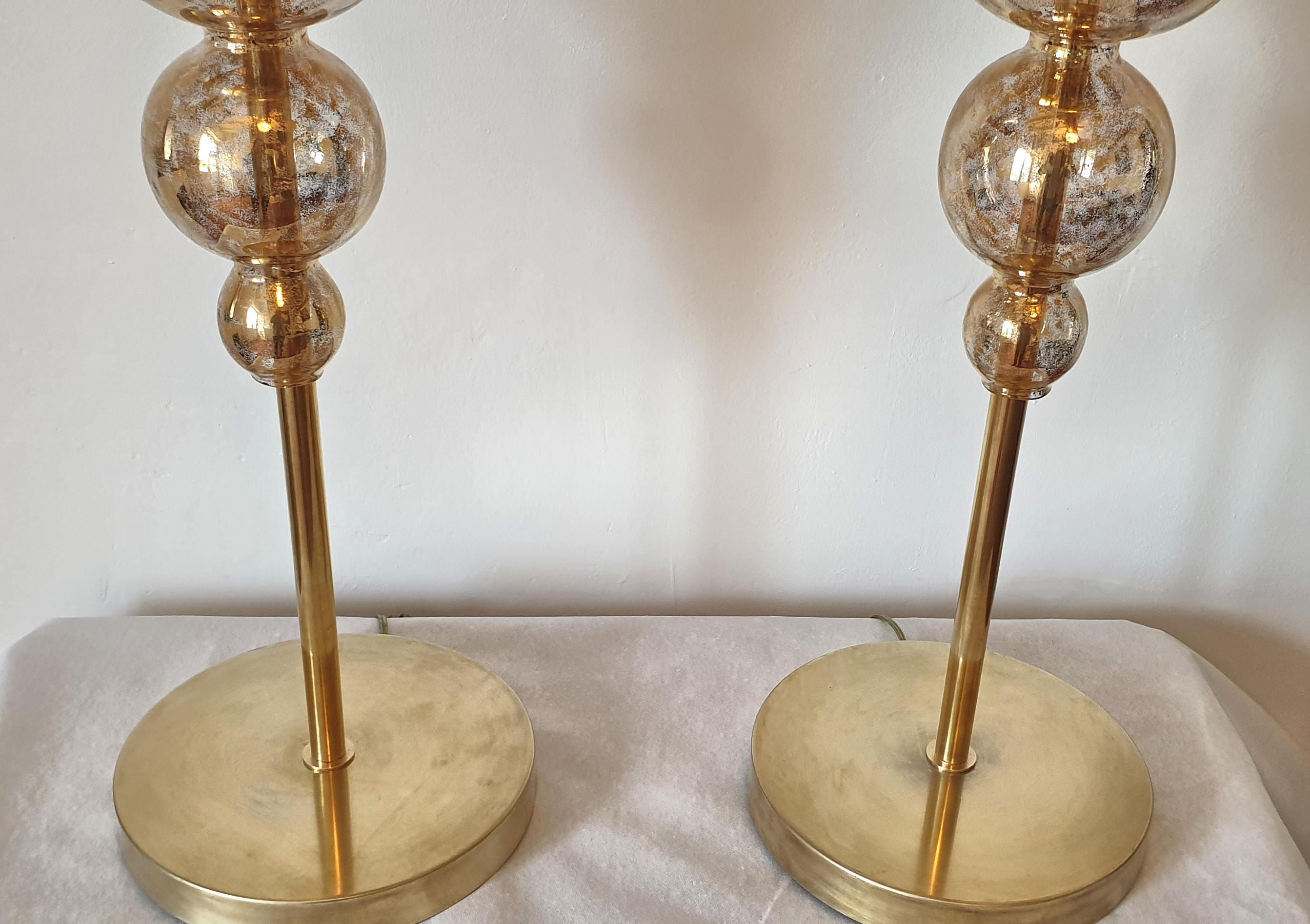 Two Large Mid-Century Modern Murano Glass Lotus Table Lamps Attributed to Seguso 4