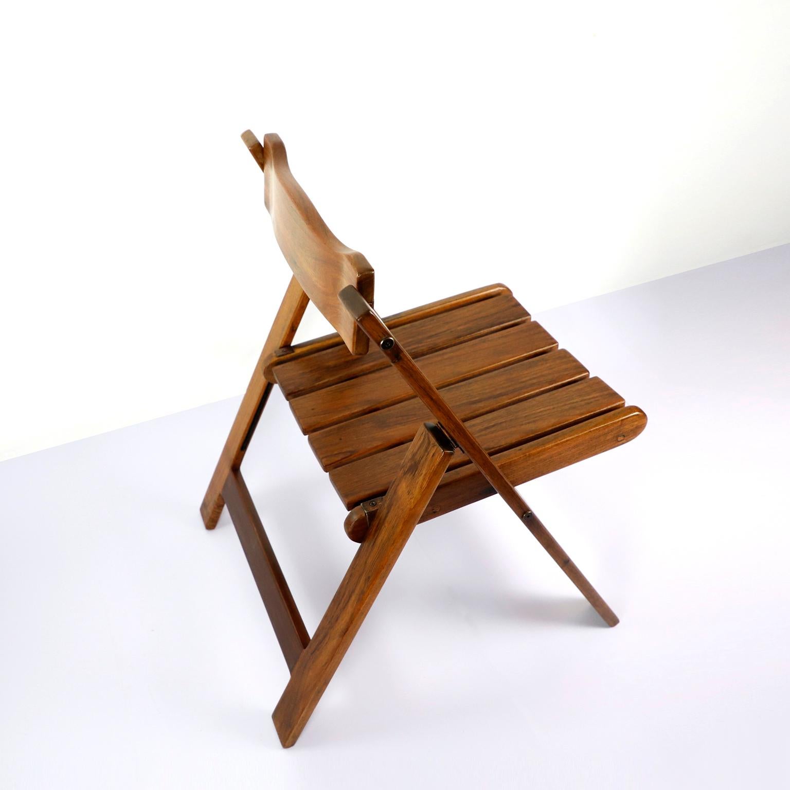 Mid-20th Century Pair of Mid-Century Modern Folding Chairs in Exotic Tropical Wood For Sale