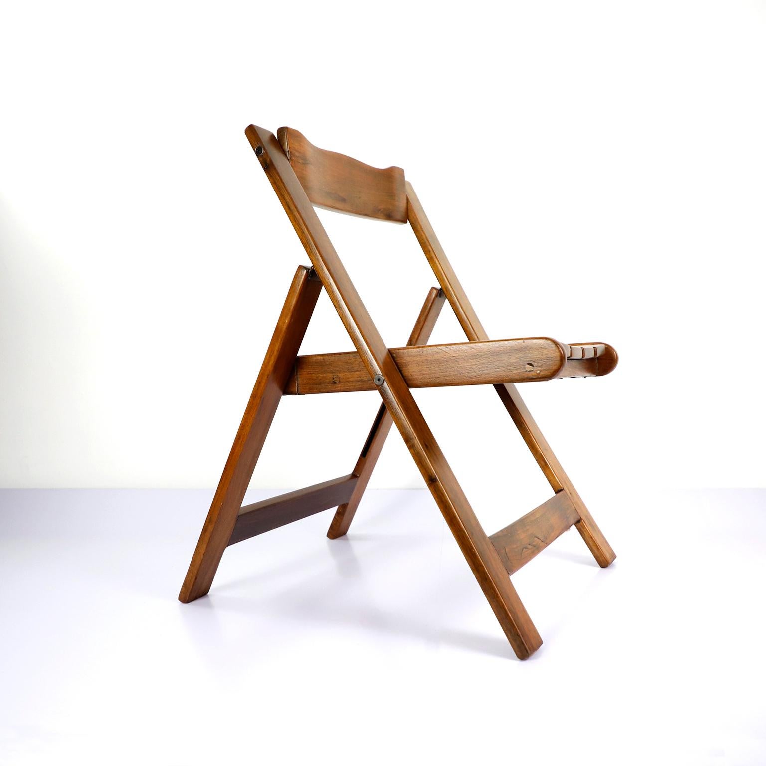 Palisander Pair of Mid-Century Modern Folding Chairs in Exotic Tropical Wood For Sale