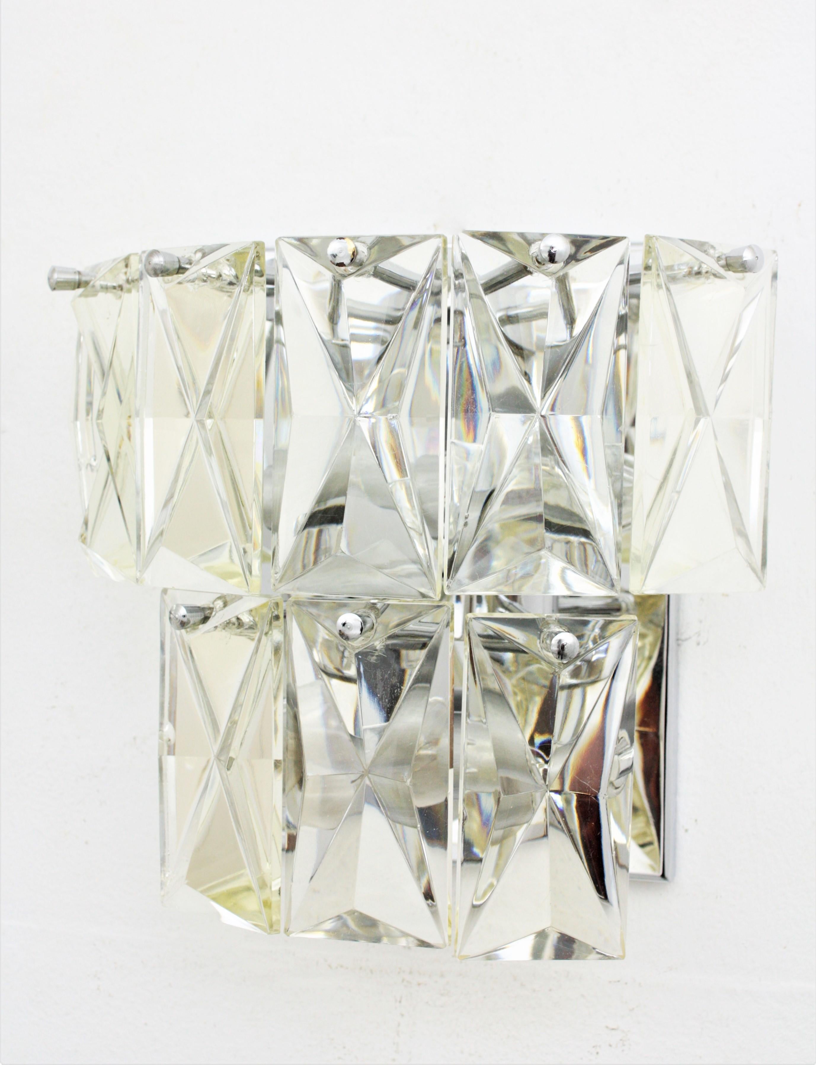 Pair of Crystal Wall Lights, Baccarat Style For Sale 3