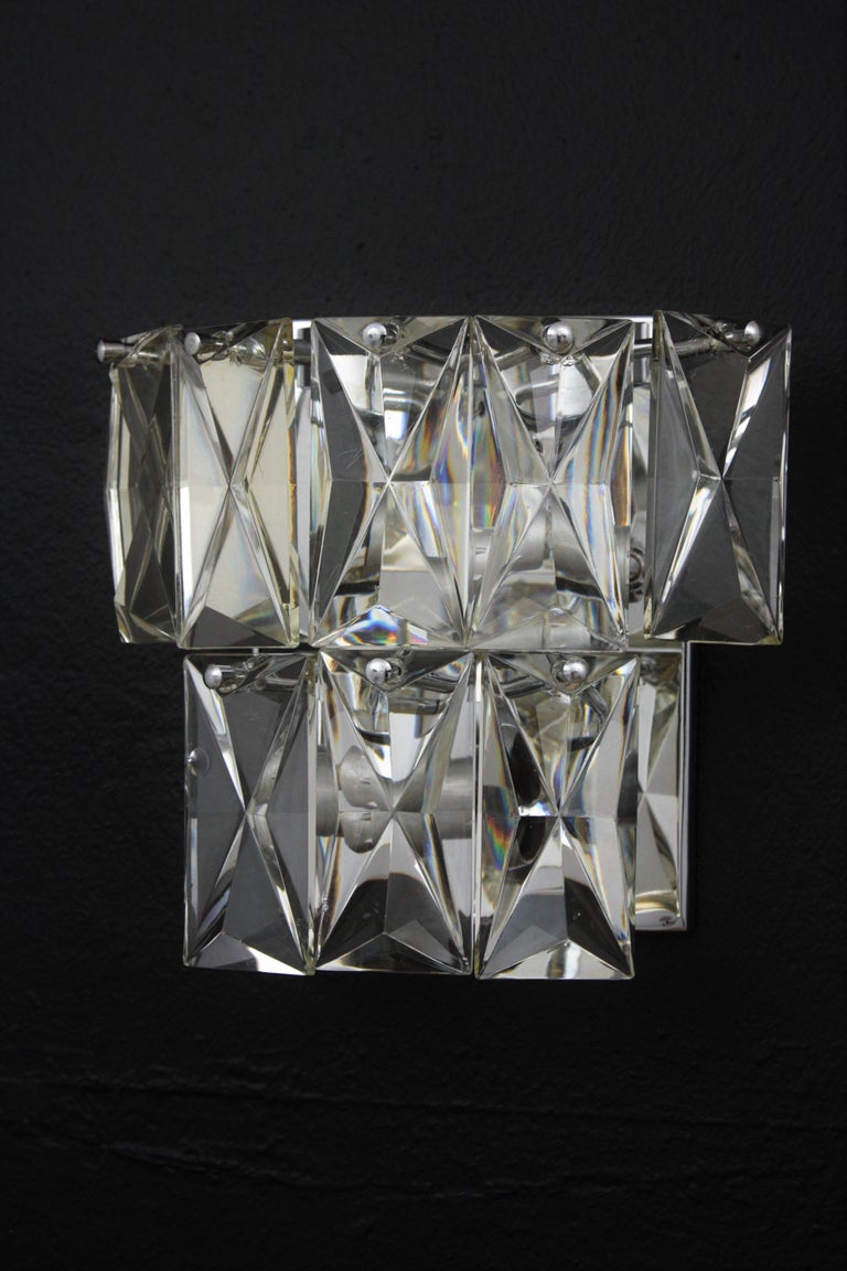 Pair of Crystal Wall Lights, Baccarat Style For Sale 2