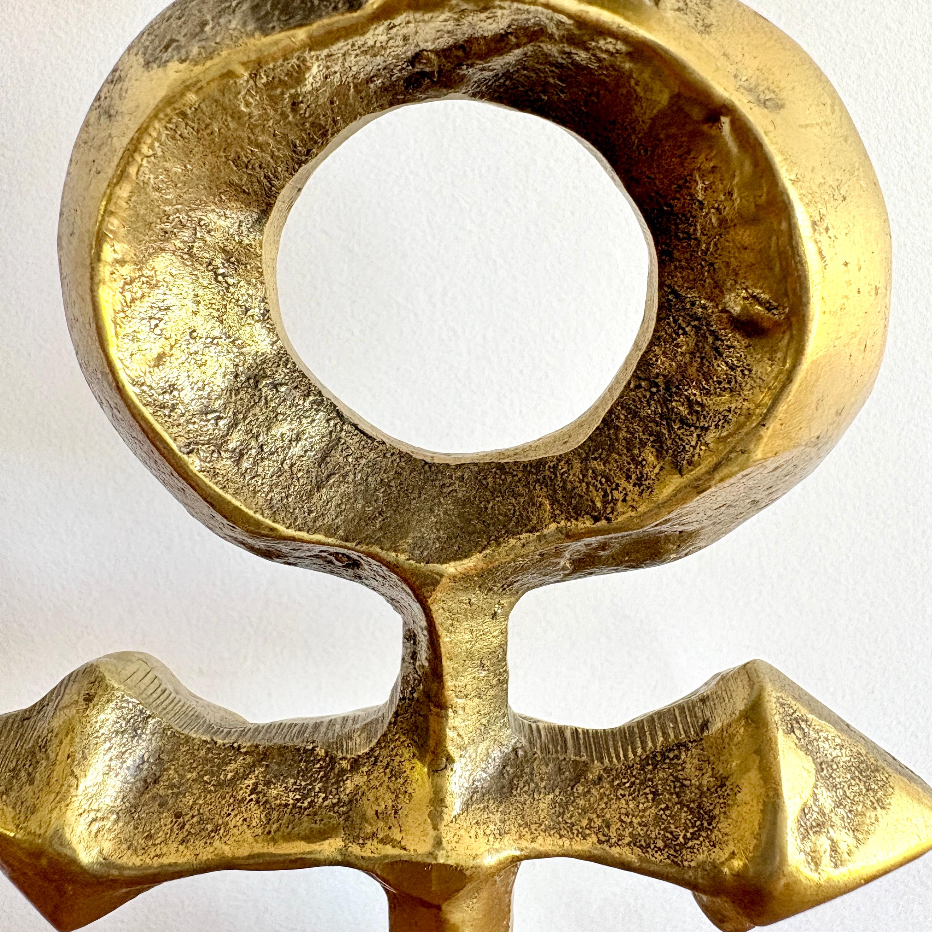 Pair of Mid-Century Modern French Brutalist Candle Holders in Bronze For Sale 3