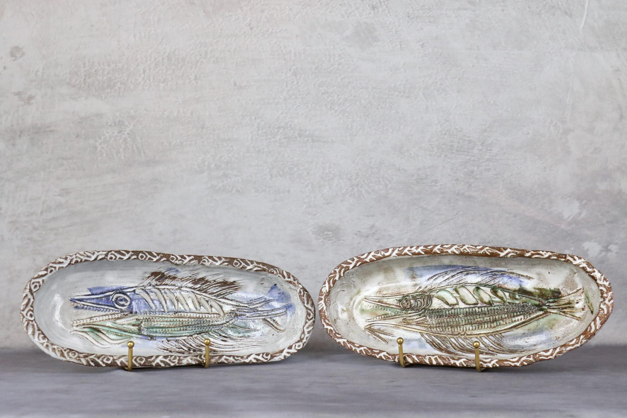 Pair of Mid-Century Modern French Ceramic Decorative Trays Albert Thiry, 1960s 7