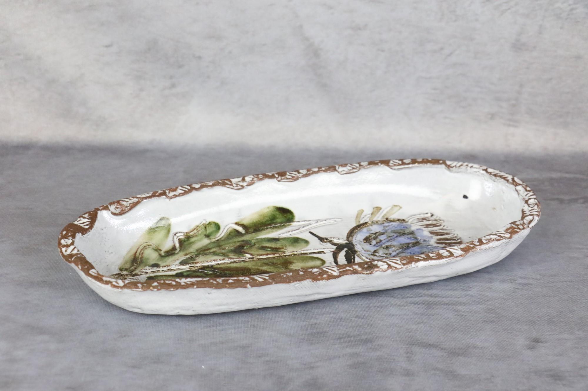 Pair of Mid-Century Modern French Ceramic decorative trays Albert Thiry, 1960s For Sale 11