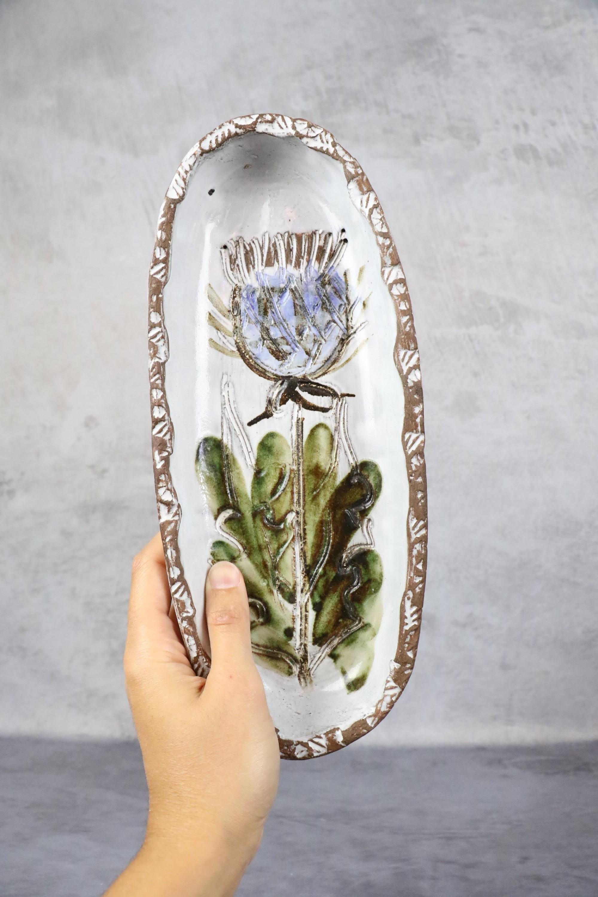 Coppia di vassoi decorativi in ceramica francese di Albert Thiry, 1960 in vendita 10