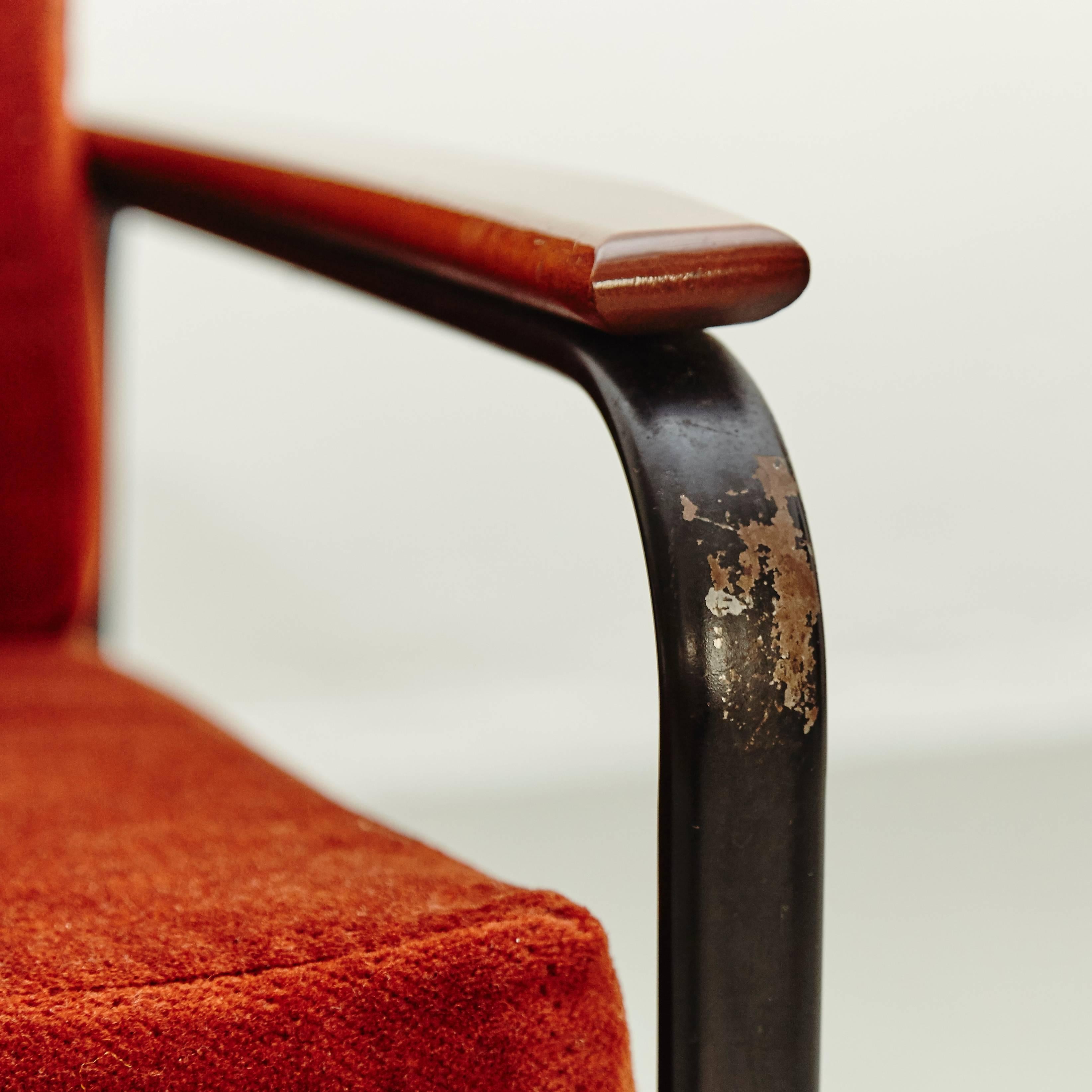 Metal Pair of Mid-Century Modern French Easy Chairs after Jean Prouvé, circa 1950