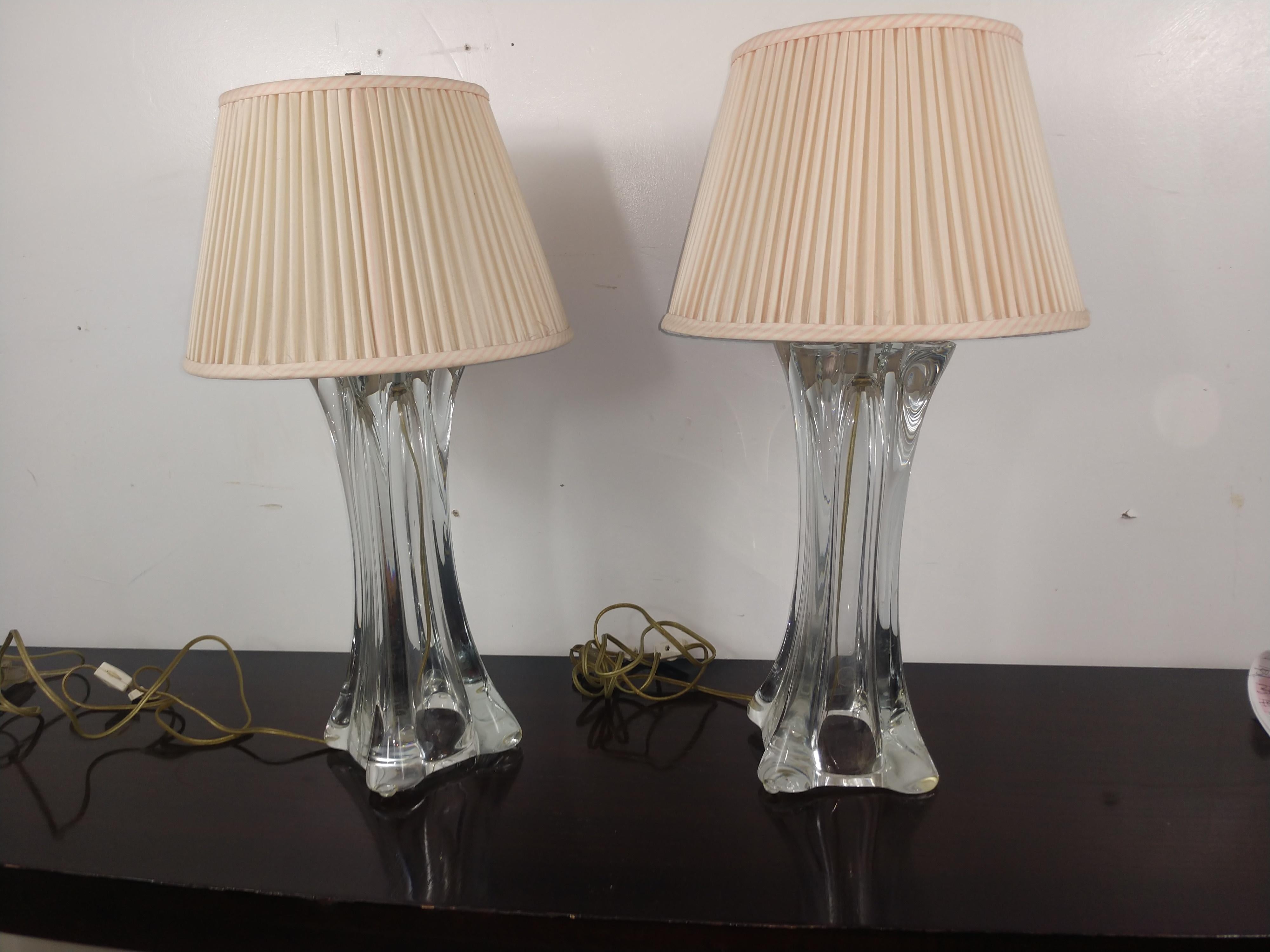 Pair of Mid-Century Modern French Blown Glass Table Lamps In Good Condition For Sale In Port Jervis, NY